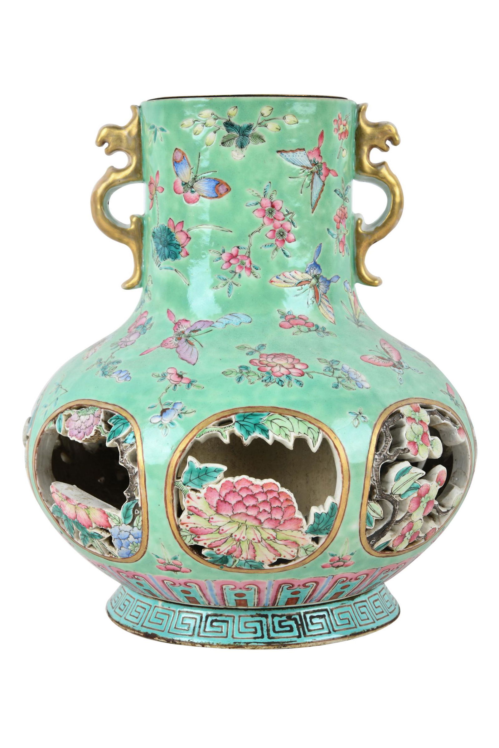 CHINESE FAMILLE ROSE PORCELAIN OPENWORK VASE (1 of 8)