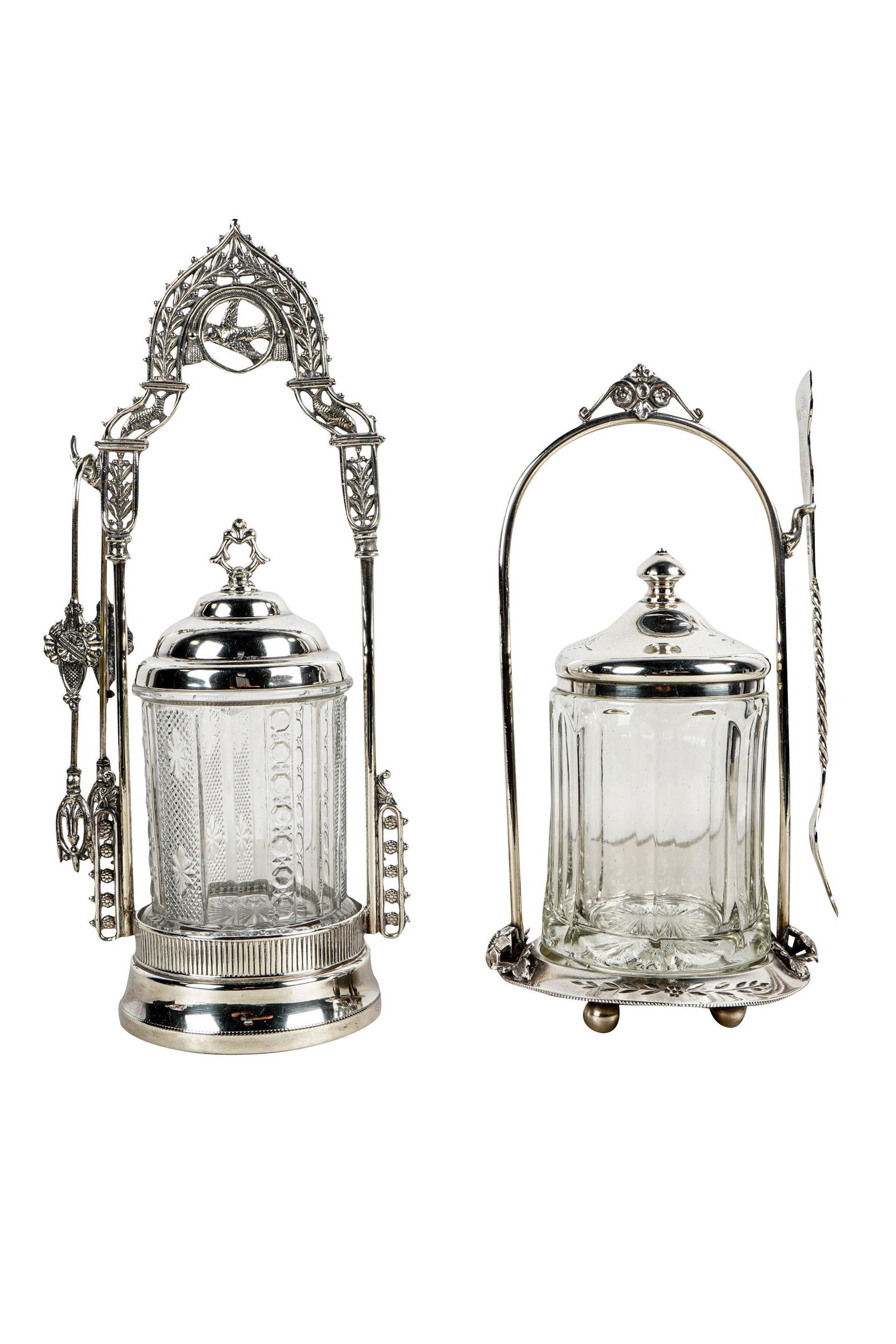 TWO VICTORIAN SILVER-PLATE PICKLE CASTORS (1 of 13)