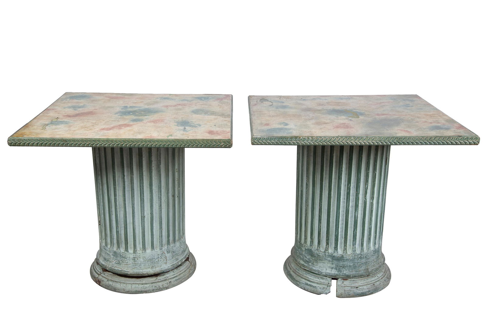PAIR OF PAINTED WOOD COLUMN FORM OCCASIONAL TABLES (1 of 10)