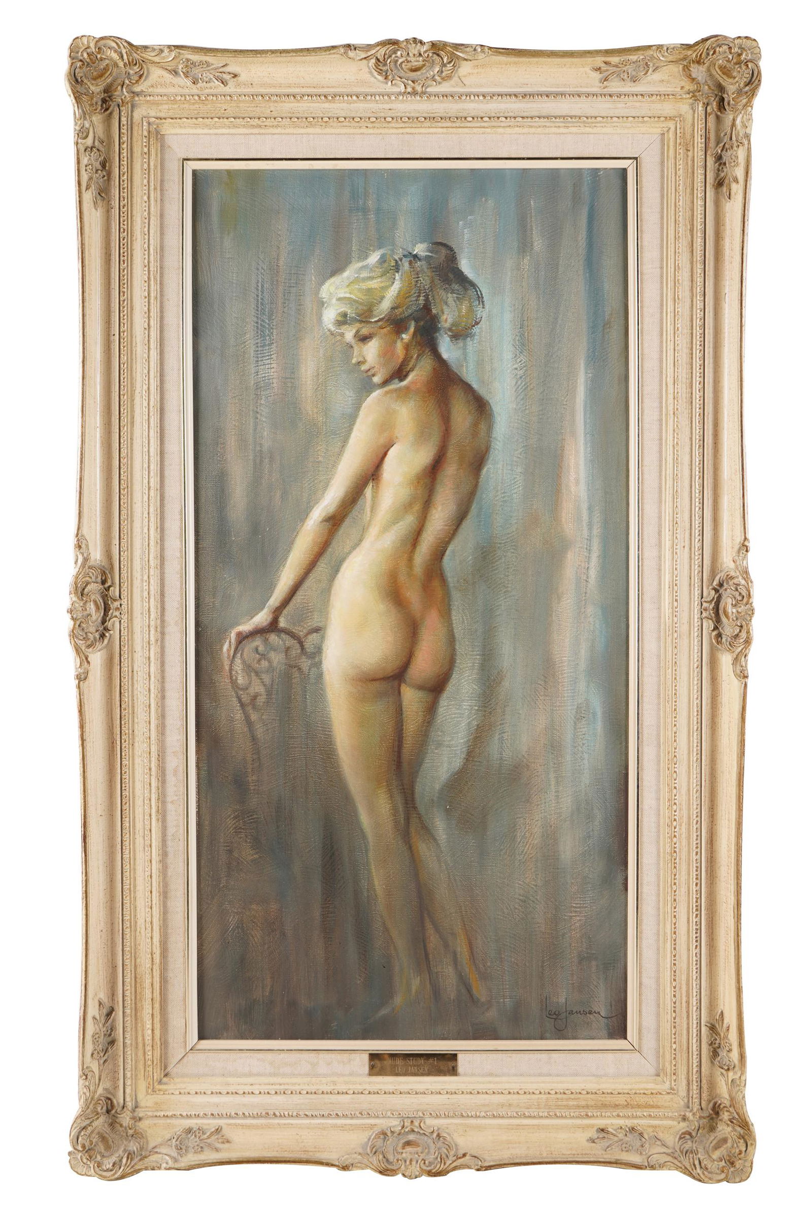 LEO JANSEN (1930-1980): "NUDE STUDY #1": oil on canvas signed lower right 30 x 15 inches