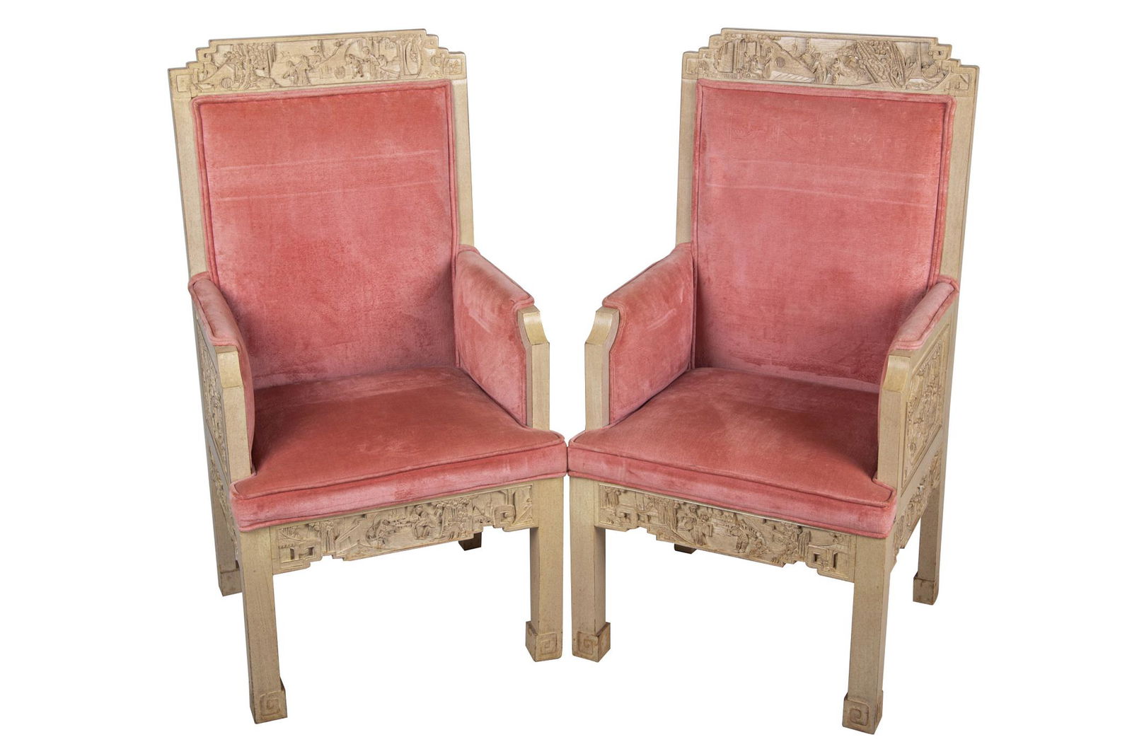 PAIR OF CHINESE STYLE CARVED ARMCHAIRS (1 of 10)
