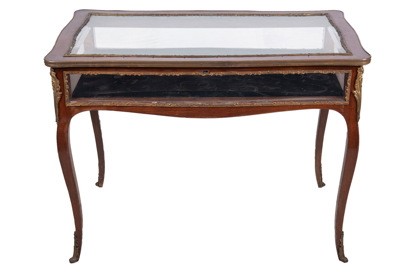 ORMOLU MOUNTED MAHOGANY VITRINE TABLE (1 of 8)