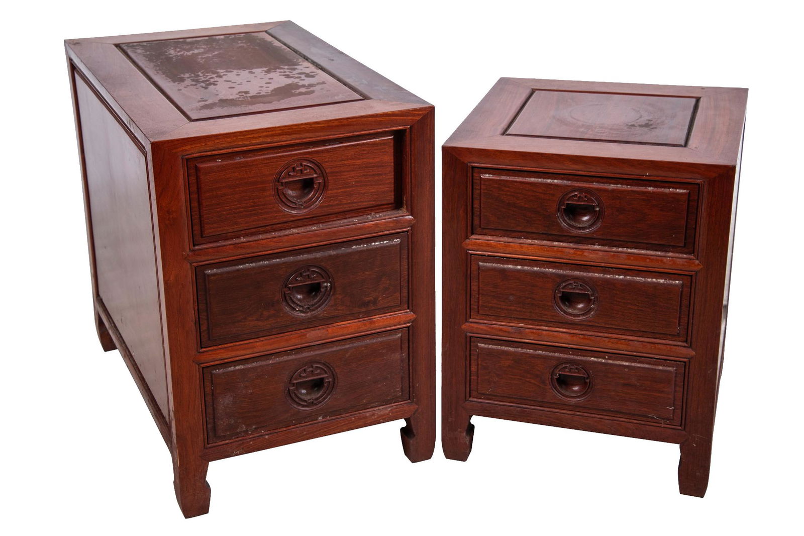 TWO CHINESE HARDWOOD END TABLES (1 of 9)