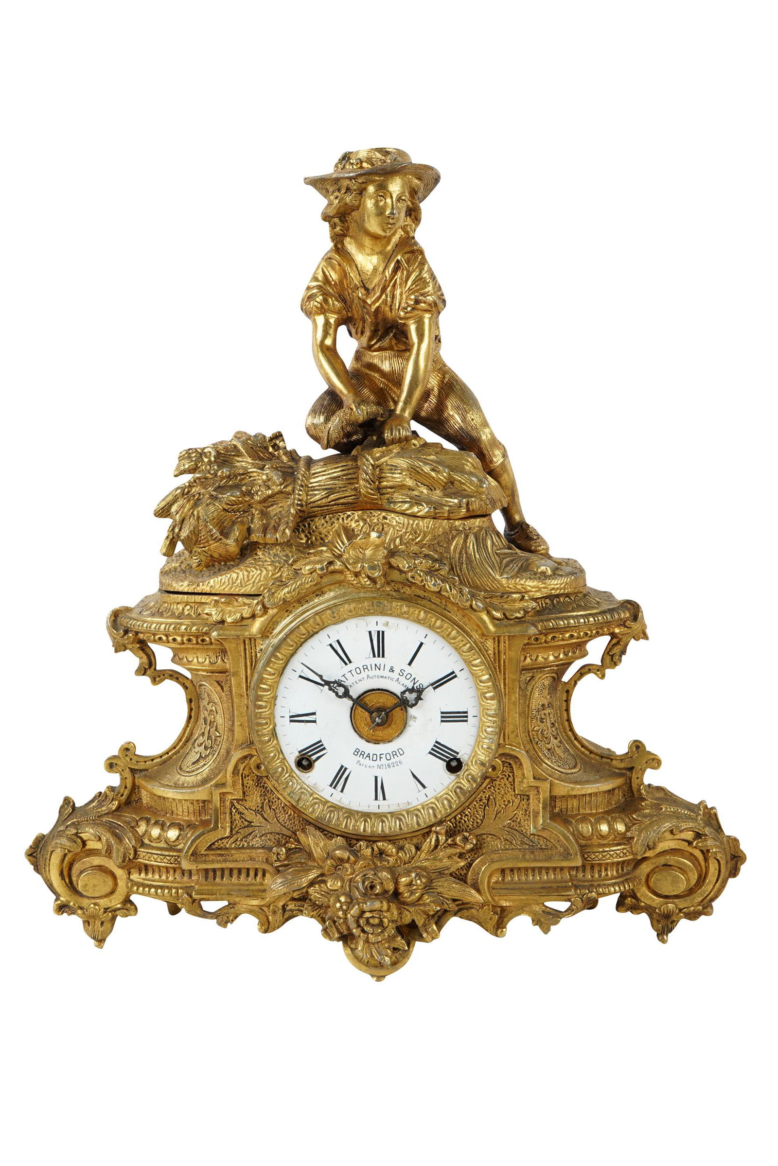 FRENCH DORE BRONZE FIGURAL CLOCK (1 of 9)
