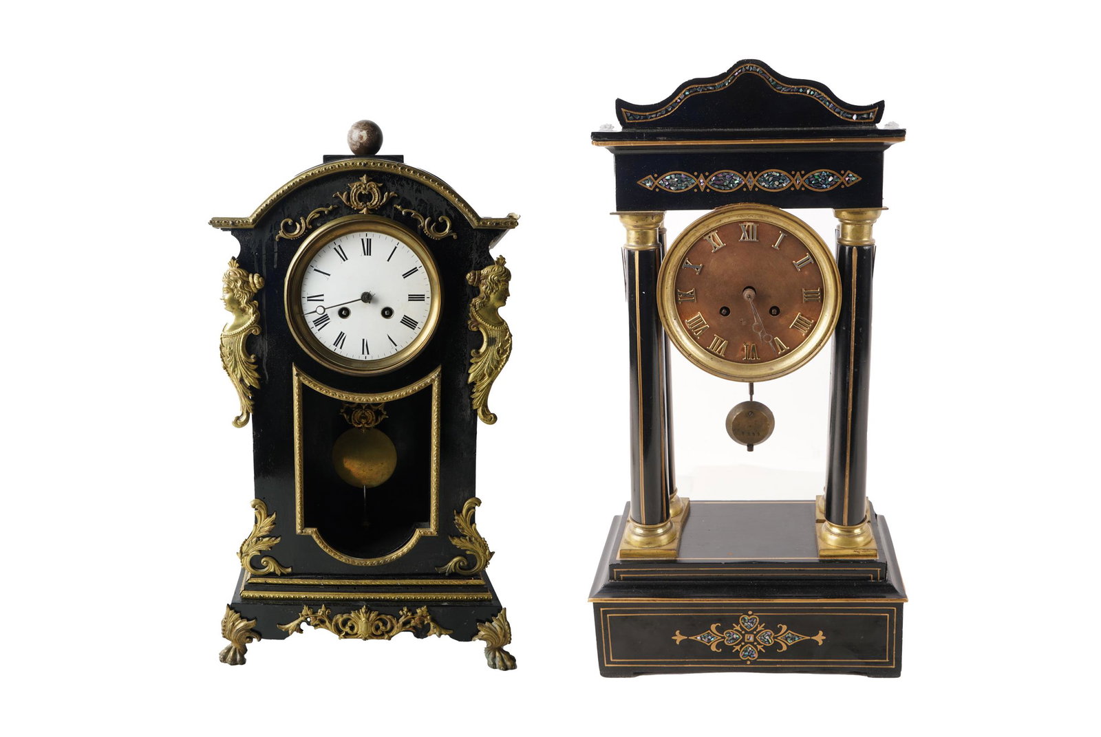 TWO FRENCH EMPIRE STYLE MANTLE CLOCKS (1 of 19)