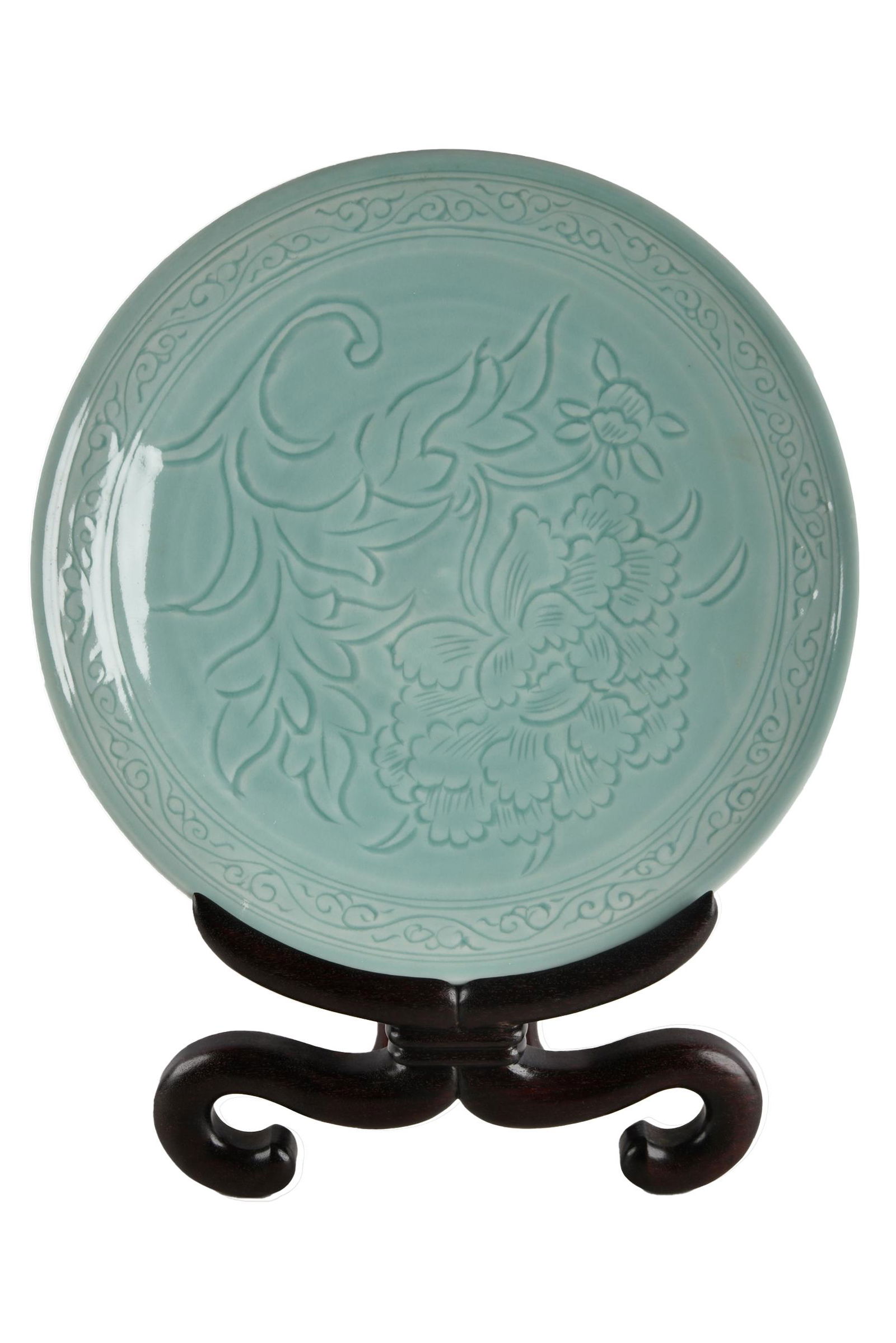 CHINESE CELADON GLAZED CERAMIC CHARGER (1 of 8)