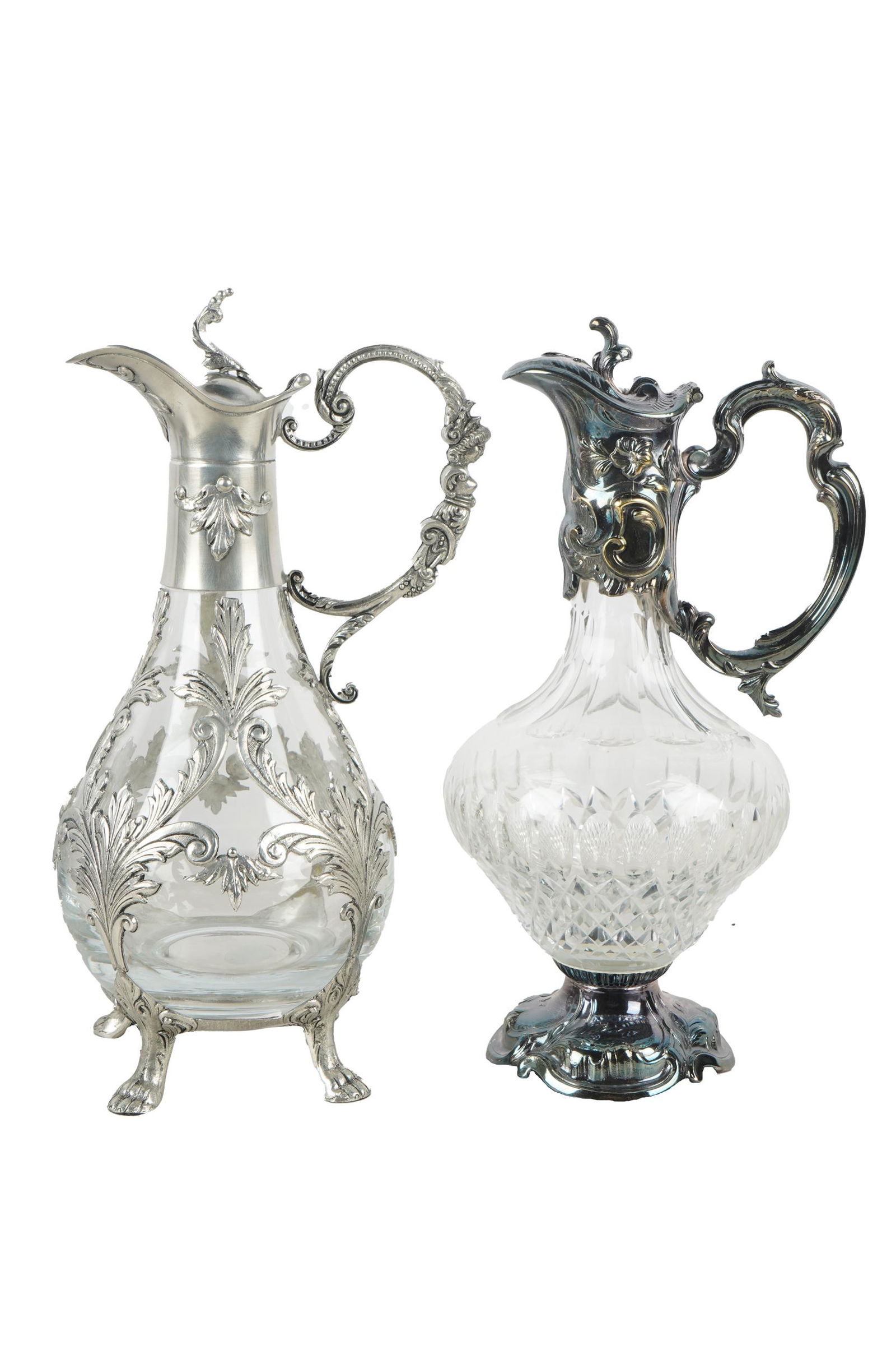 TWO SILVERPLATE & GLASS EWERS (1 of 17)