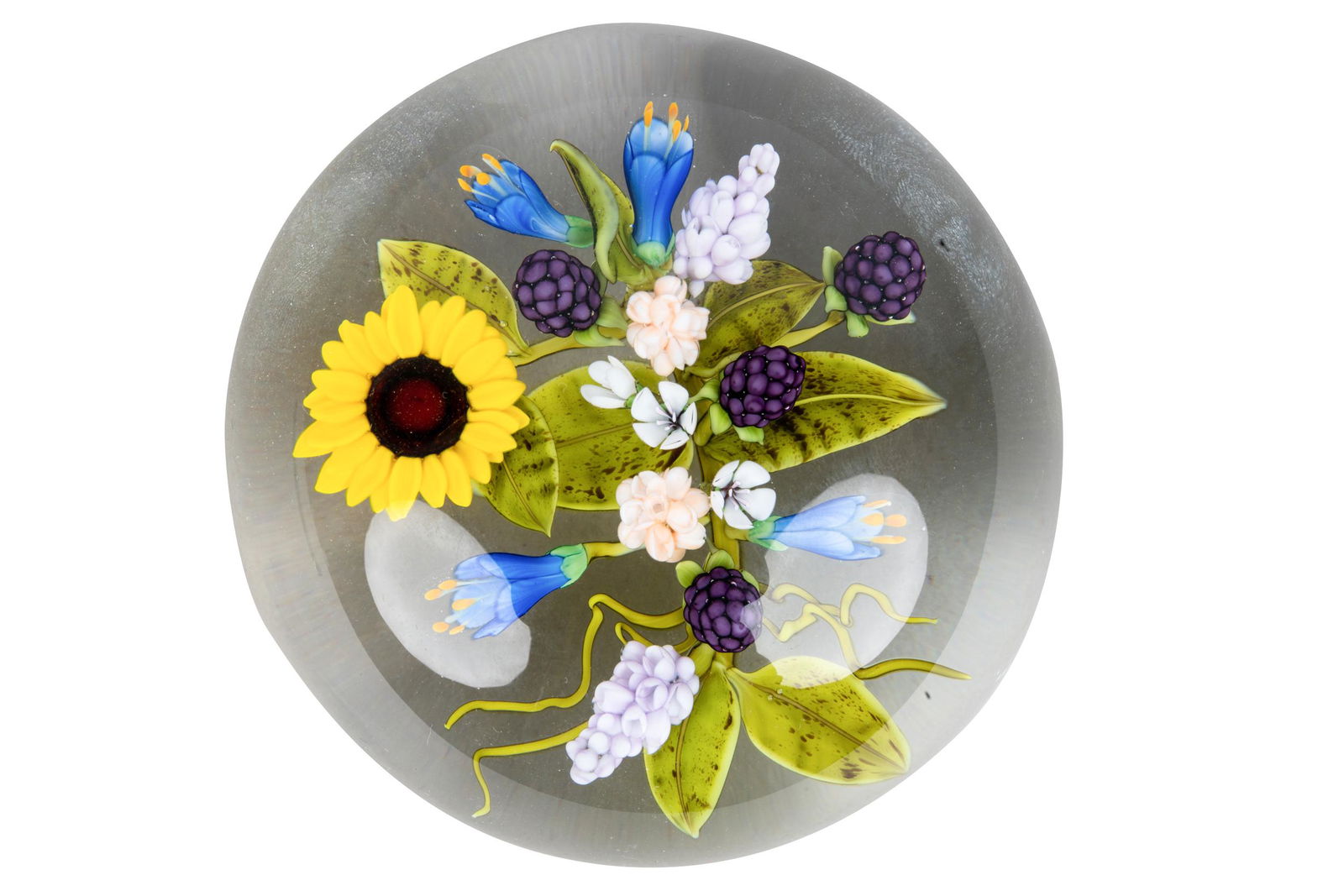 ANDREW BYERS FLORAL ART GLASS PAPERWEIGHT (1 of 8)