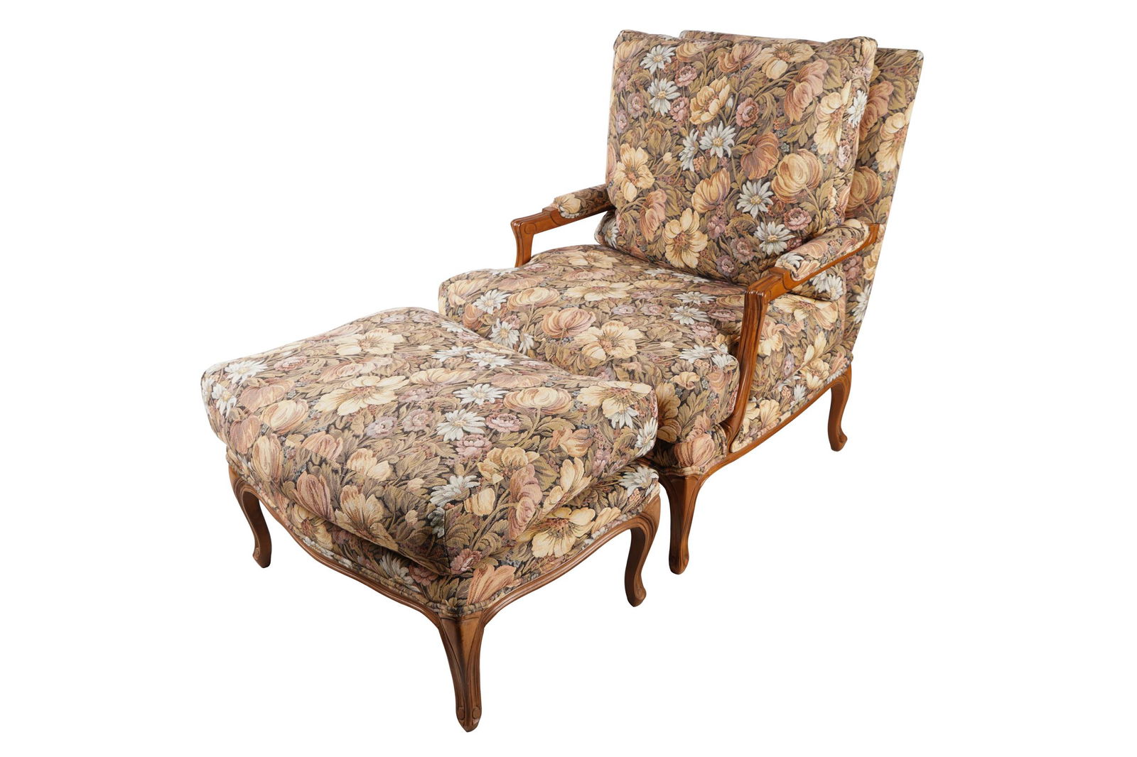 KREISS FLORAL UPHOLSTERED CLUB CHAIR & OTTOMAN (1 of 12)
