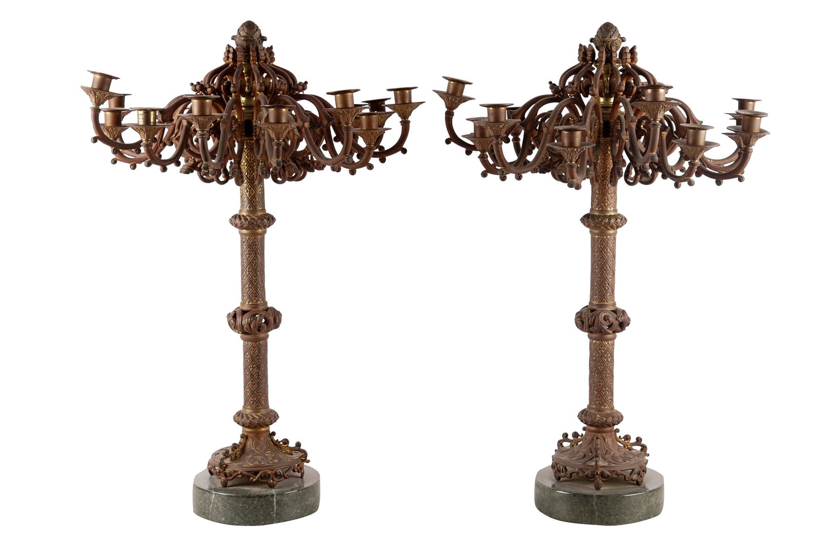 PAIR OF GOTHIC REVIVSL STYLE BRONZE CANDELABRA (1 of 12)