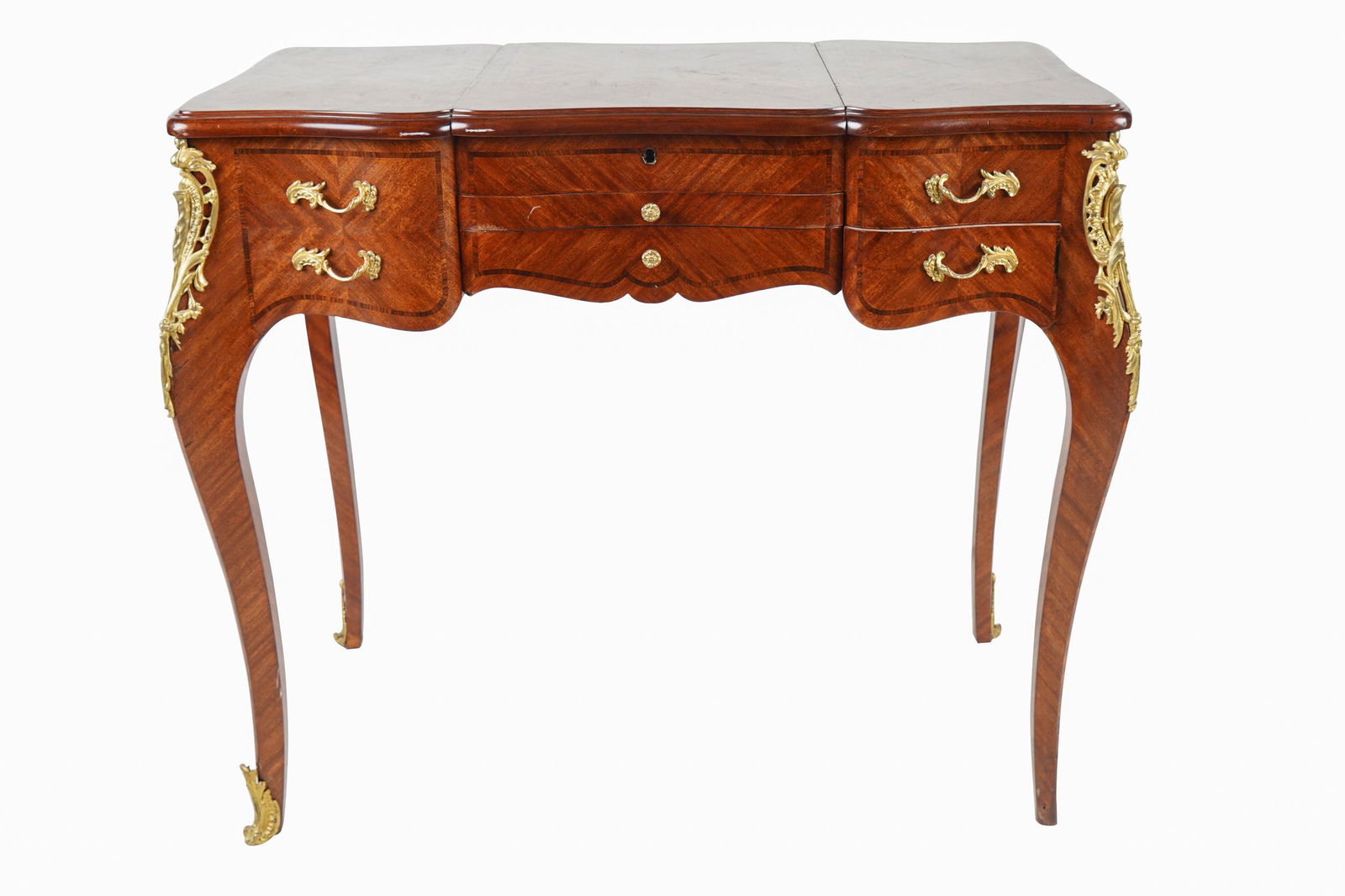 FRENCH LOUIS XV STYLE ORMOLU-MOUNTED MAHOGANY POUDRESE (1 of 12)