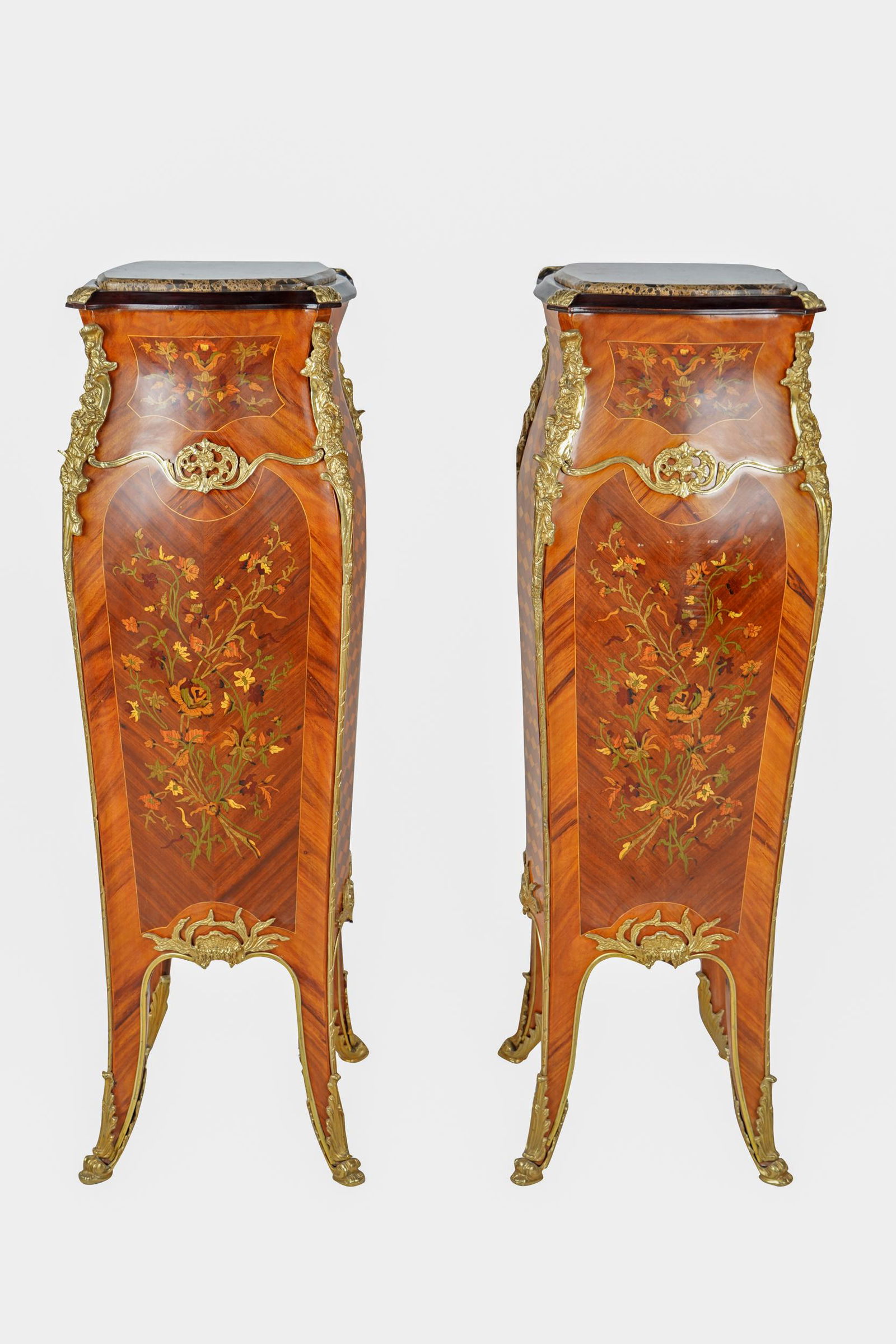 PAIR OF LOUIS XV STYLE GILT BRONZE MOUNTED PEDESTALS (1 of 9)