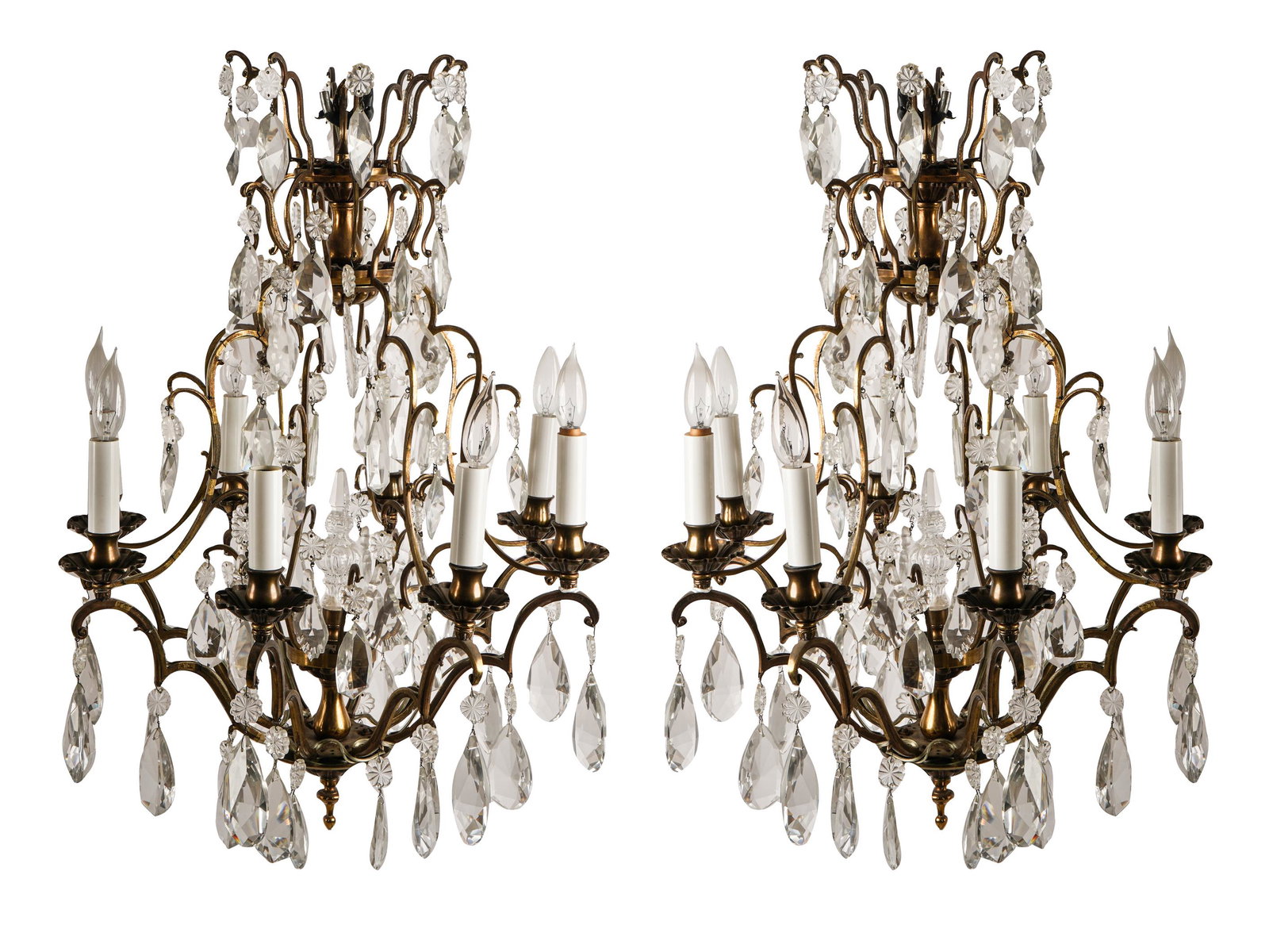 PAIR OF FRENCH STYLE DROP CRYSTAL CHANDELIERS (1 of 14)
