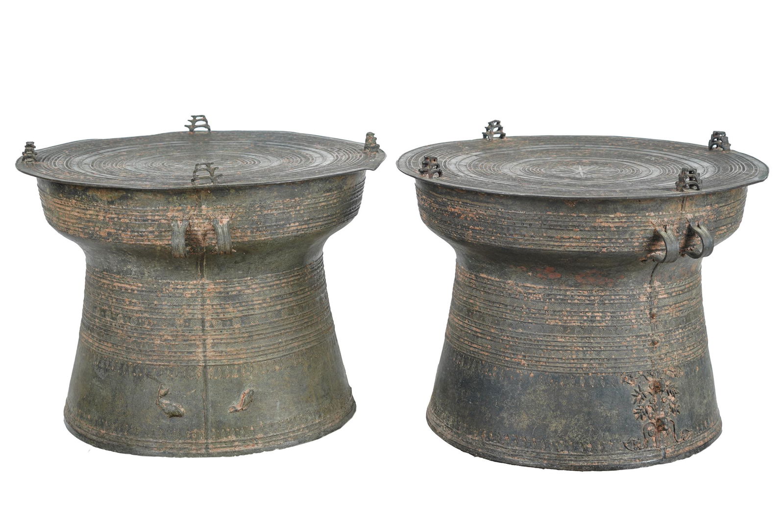 PAIR OF BURMESE BRONZE RAIN DRUMS (1 of 9)