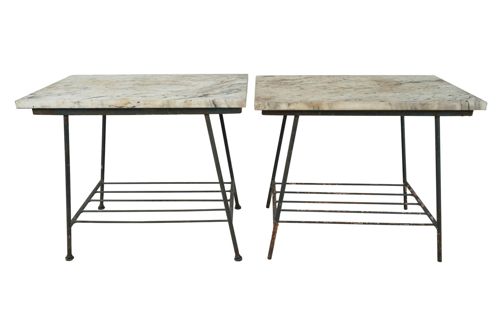 PAIR OF MID-CENTURY MODERN MARBLE TOP PATIO TABLES (1 of 10)