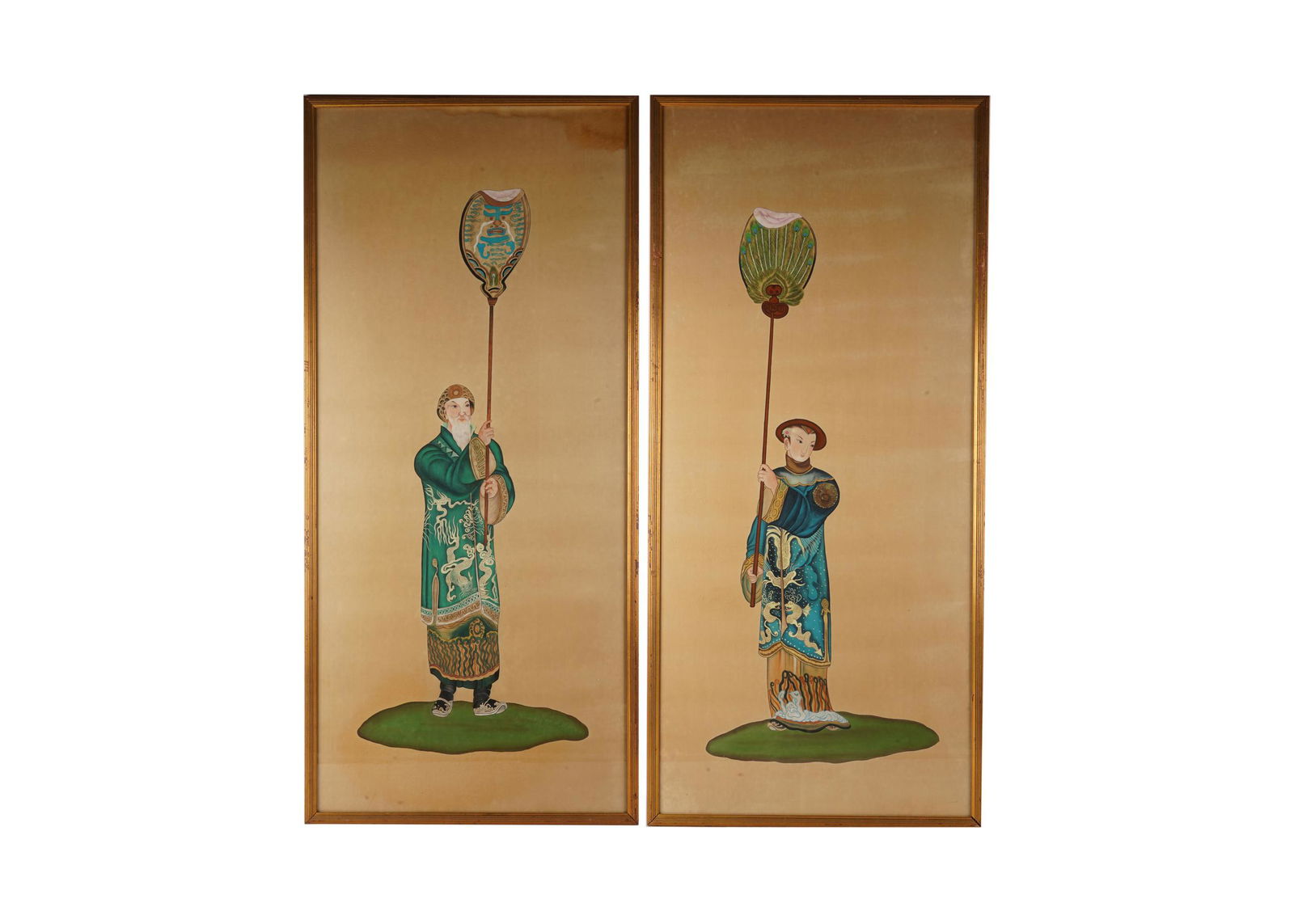 PAIR OF FRAMED CHINESE DECORATIVE PANELS (1 of 14)