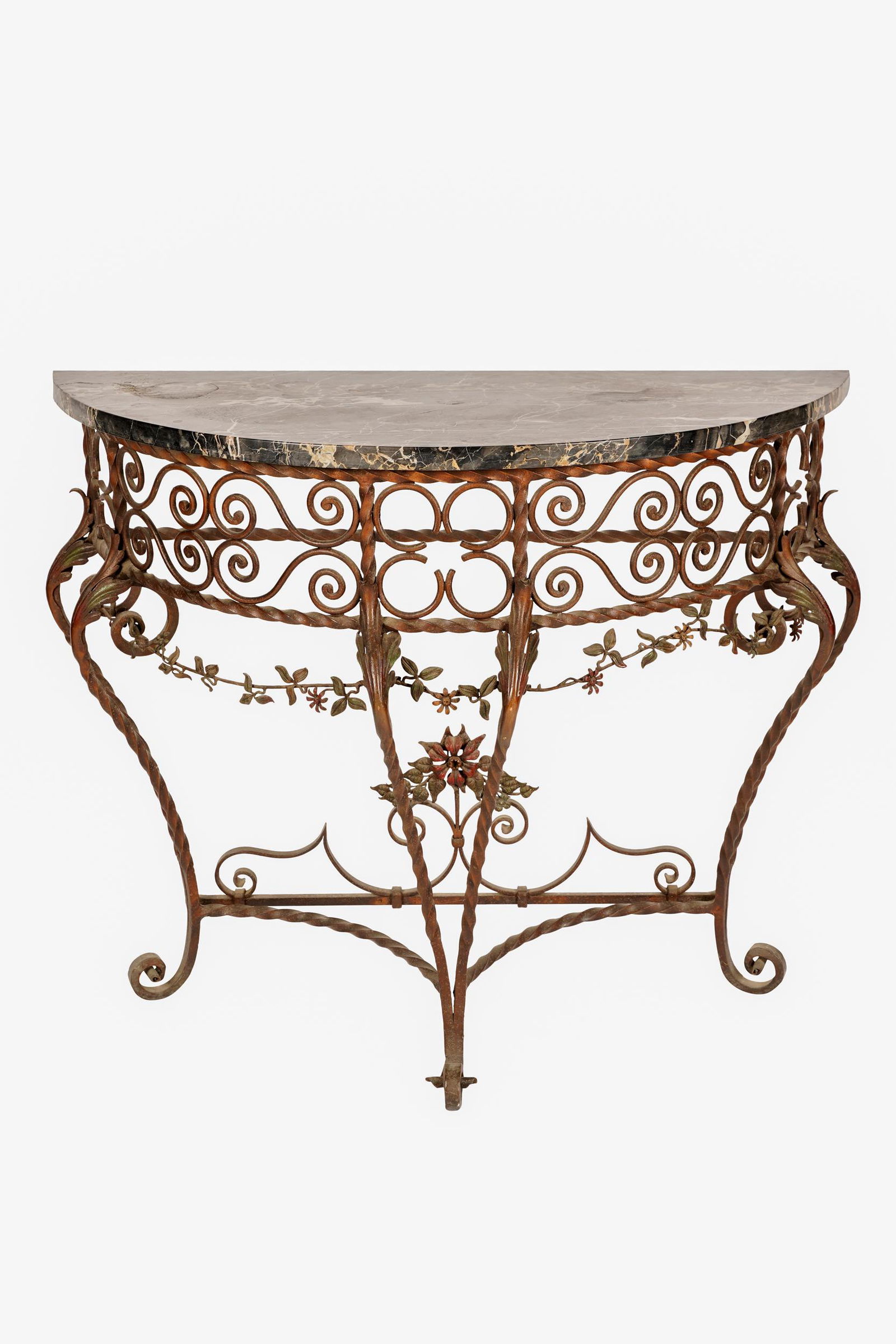 MARBLE-TOP IRON CONSOLE TABLE (1 of 9)