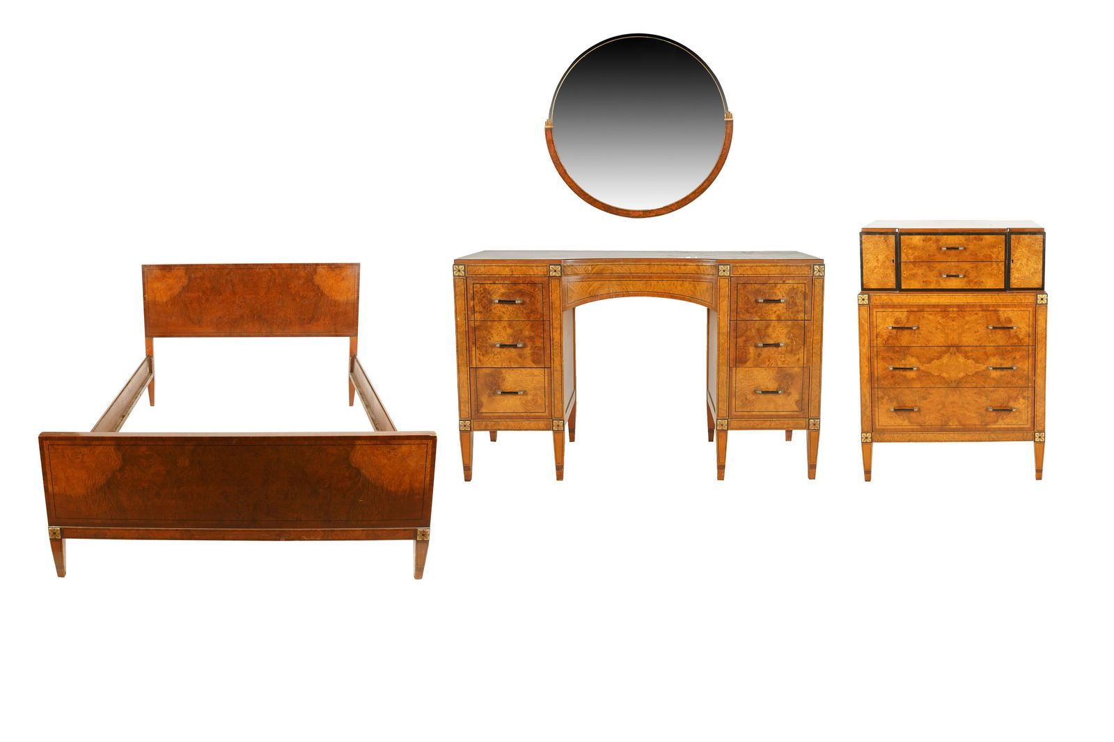 BERKEY & GAY ART DECO BURL VENEER BEDROOM SUITE (1 of 15)