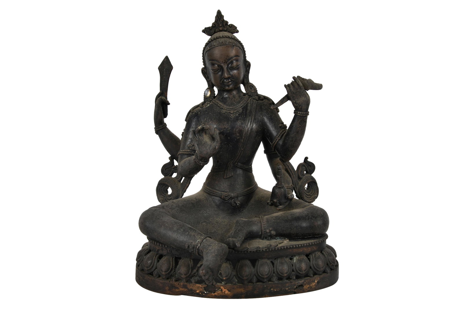 FIGURE OF SHIVA: painted iron Condition: with loss to pain and corrosion throughout; heavy corrosion to base Provenance: The Eva and Loran Whitelock Estate to benefit the Loran and Eva Whitelock Fund for Cycad Cultiva