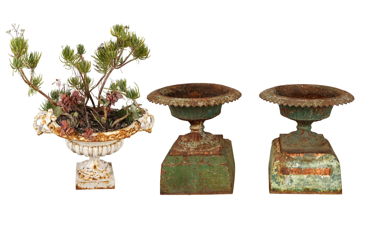 THREE FRENCH PAINTED IRON PLANTERS (1 of 19)