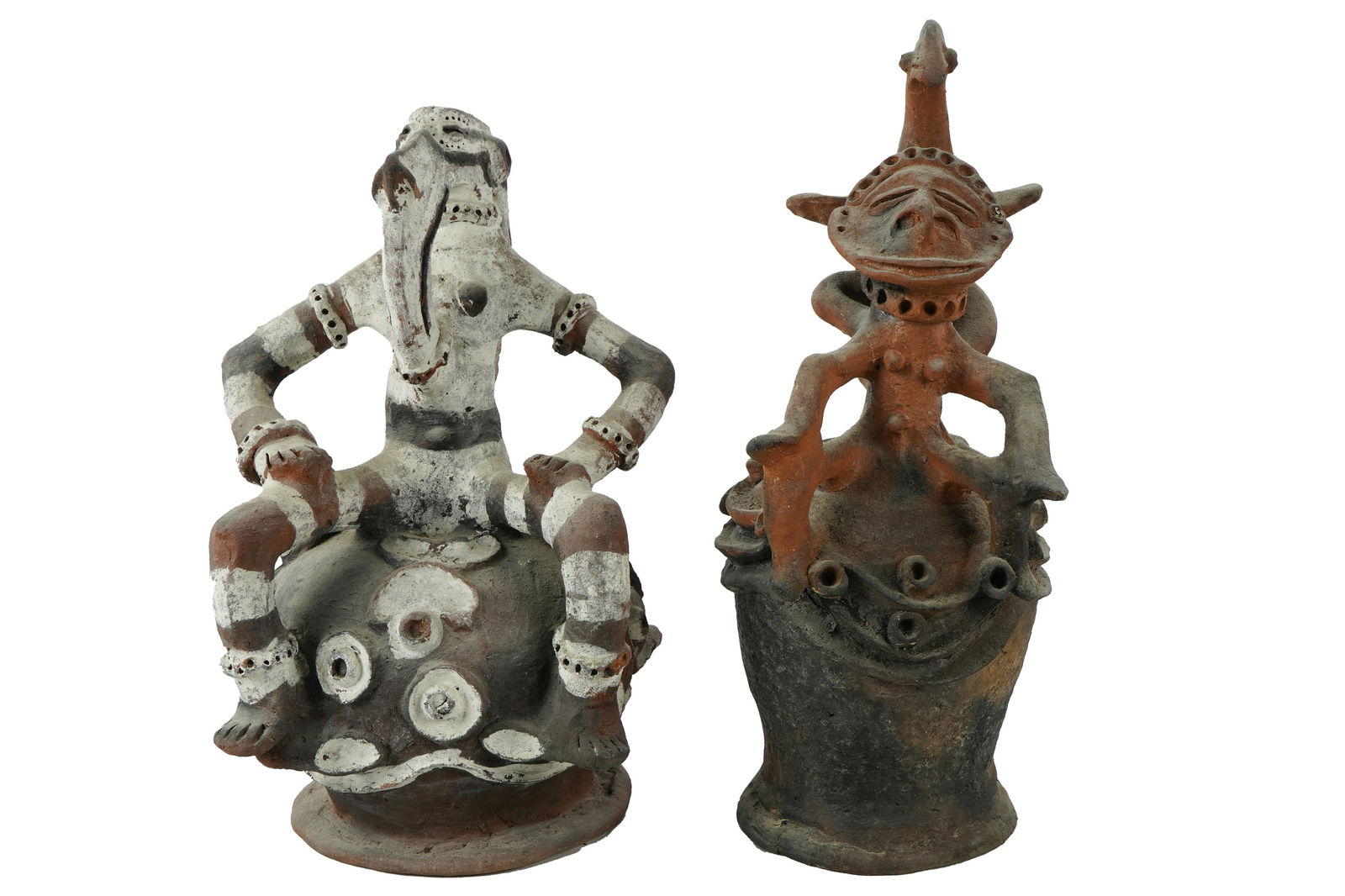 TWO SEPIK RIVER CLAY ROOF POTS (1 of 16)