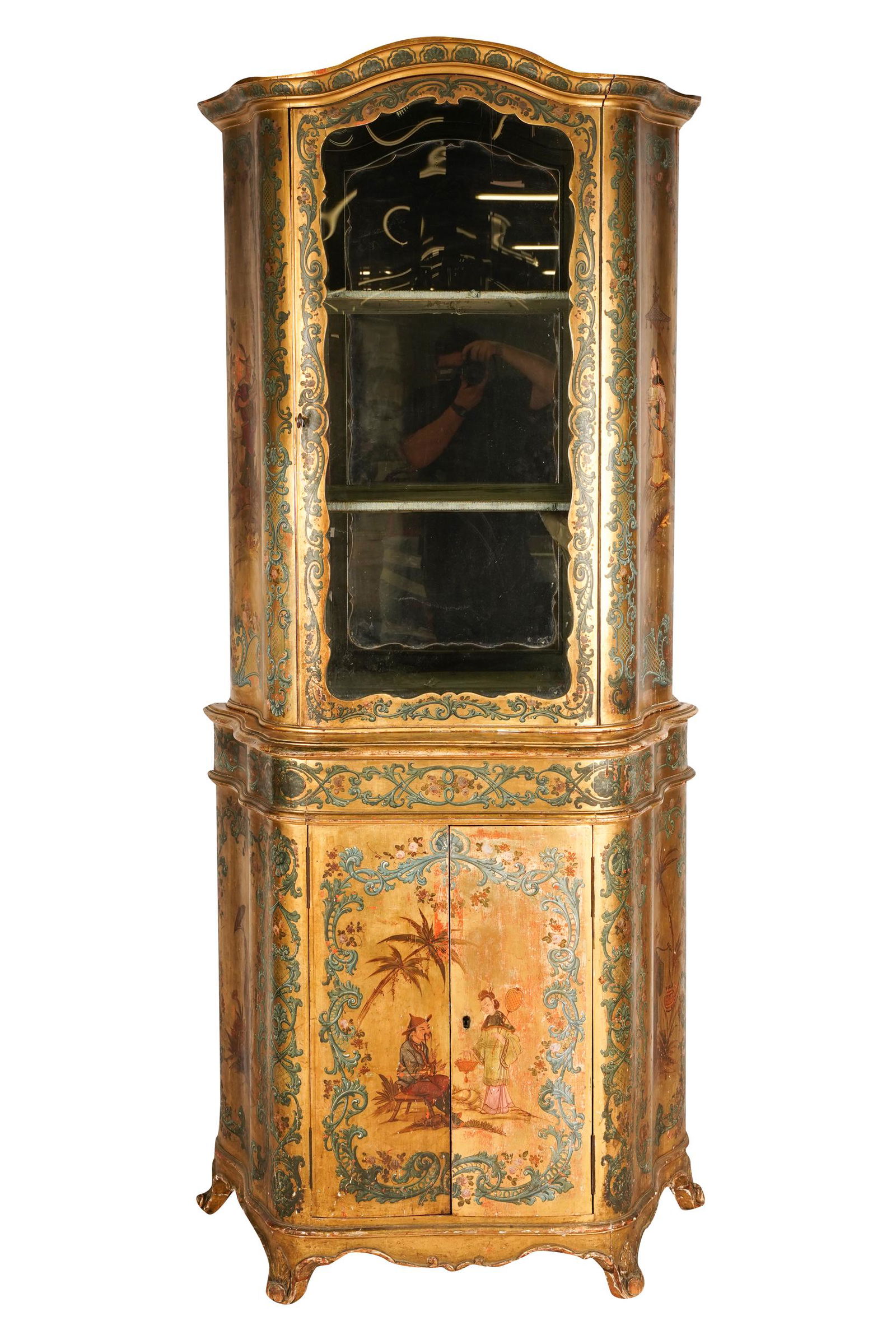 ITALIAN ROCOCO STYLE PAINTED VITRINE CABINET (1 of 10)