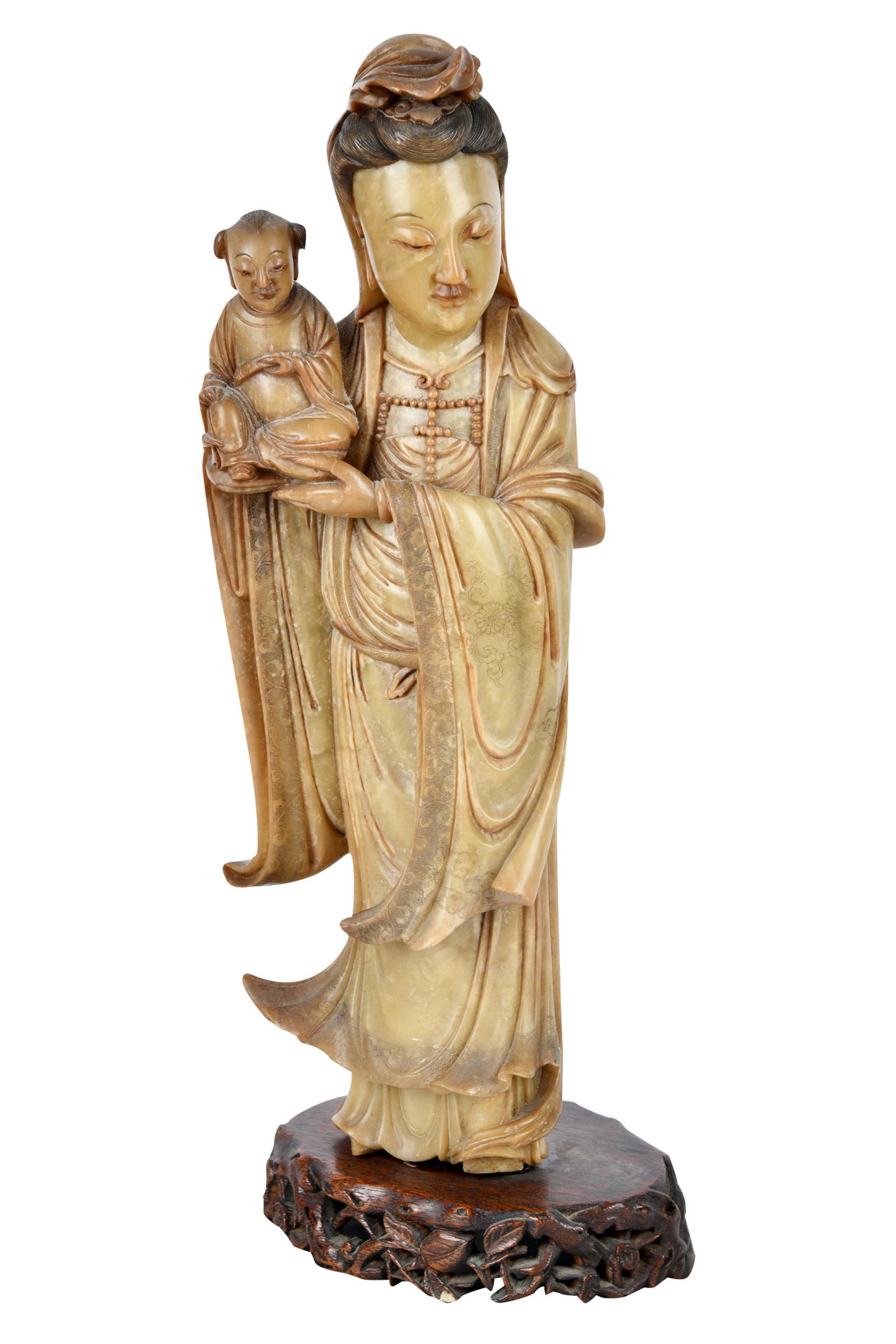 CHINESE CARVED STONE QUAN YIN FIGURE (1 of 8)