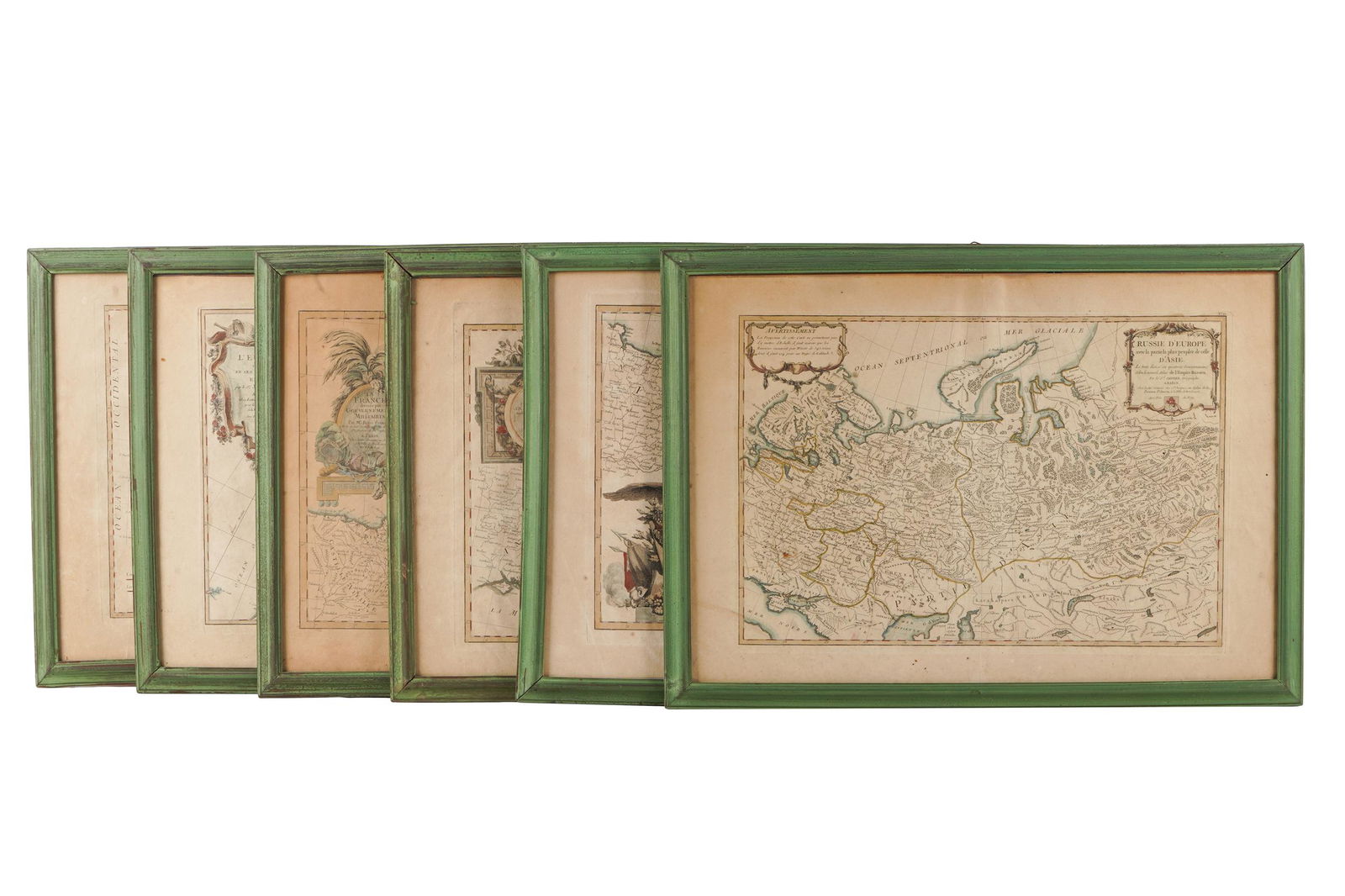 SIX ANTIQUE MAP ENGRAVINGS (1 of 8)