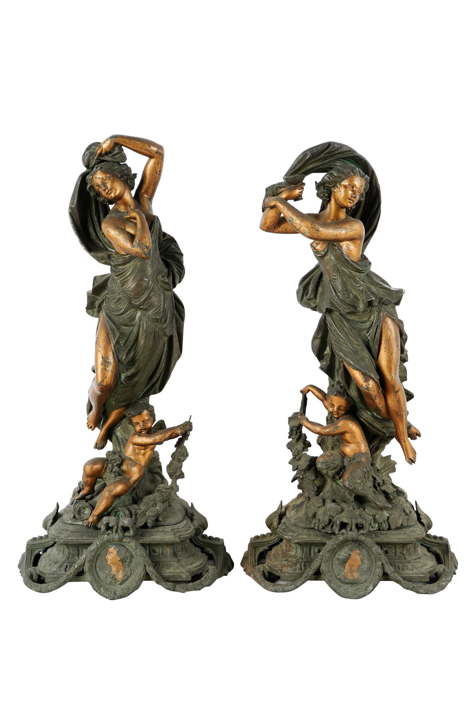 TWO GILT & PATINATED METAL FIGURAL GROUPS (1 of 13)
