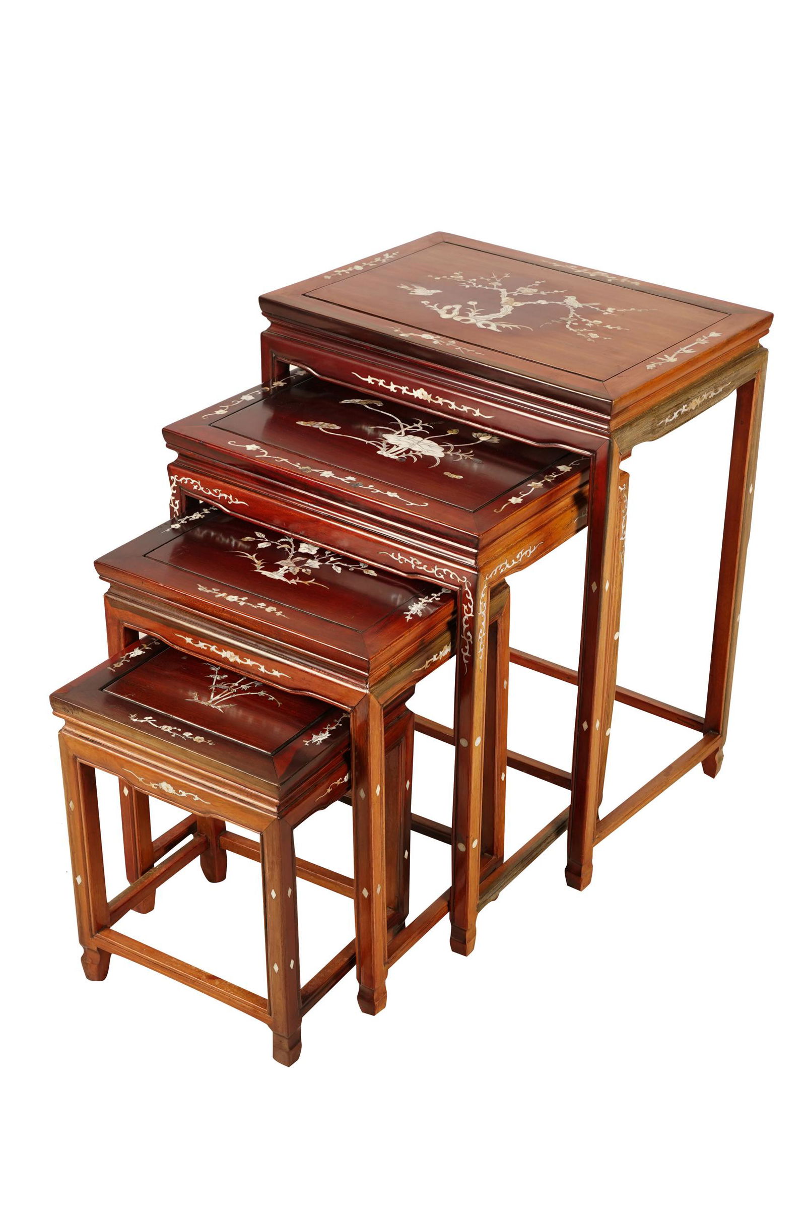 NEST OF FOUR CHINESE INLAID WOOD TABLES (1 of 4)