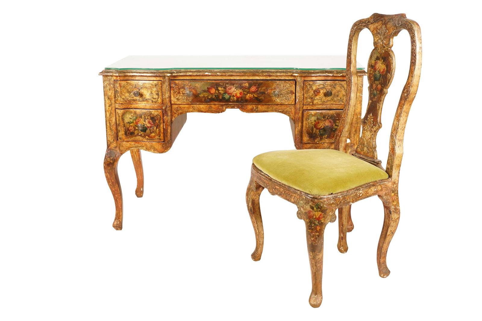 VENETIAN ROCOCO PAINTED WRITING TABLE & CHAIR (1 of 10)