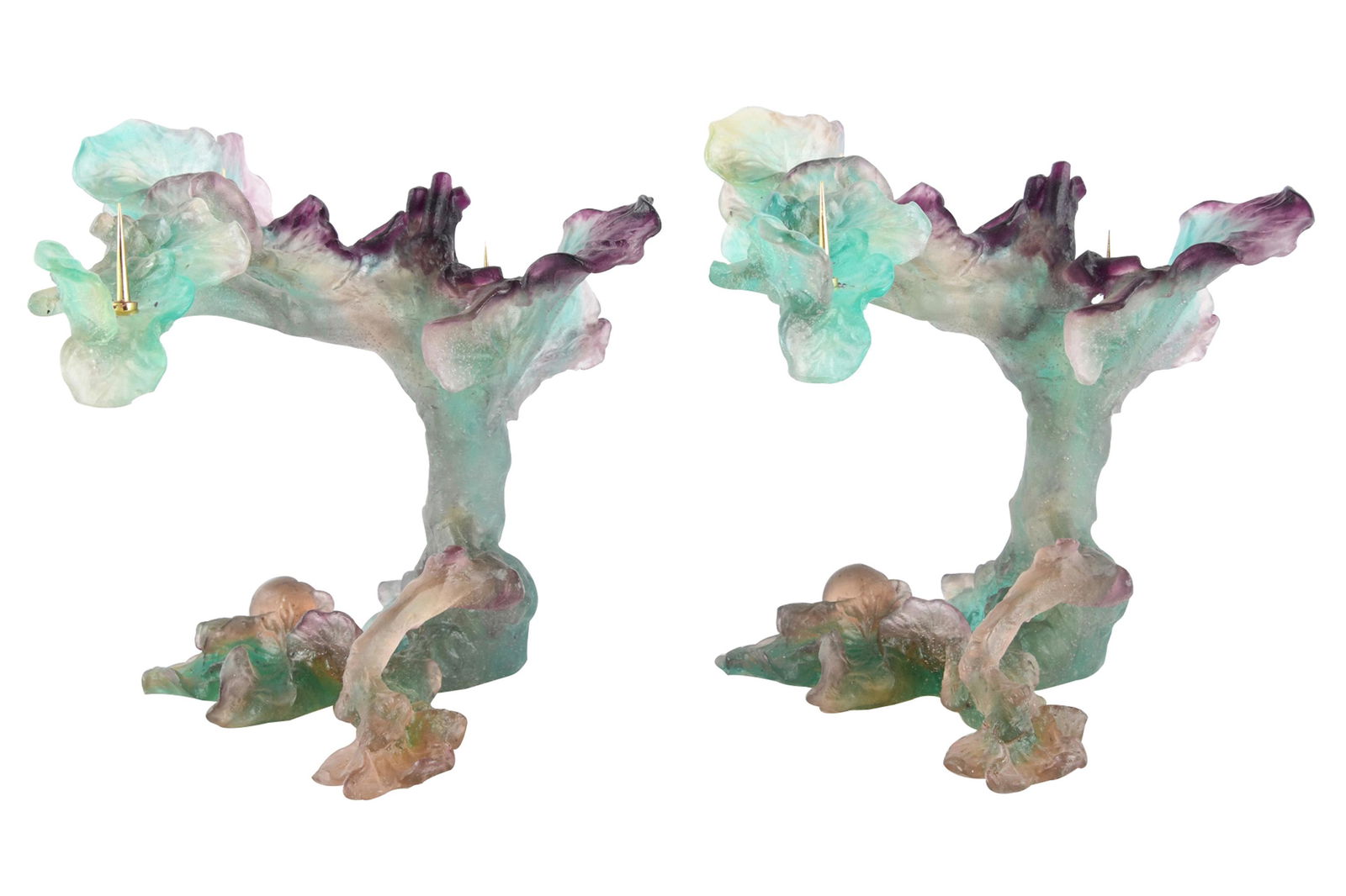 DAUM: PAIR OF PATE DE VERRE CANDELABRA (1 of 8)
