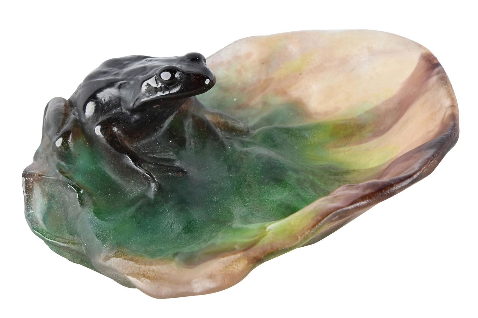 DAUM:  PATE DE VERRE FROG DISH (1 of 5)