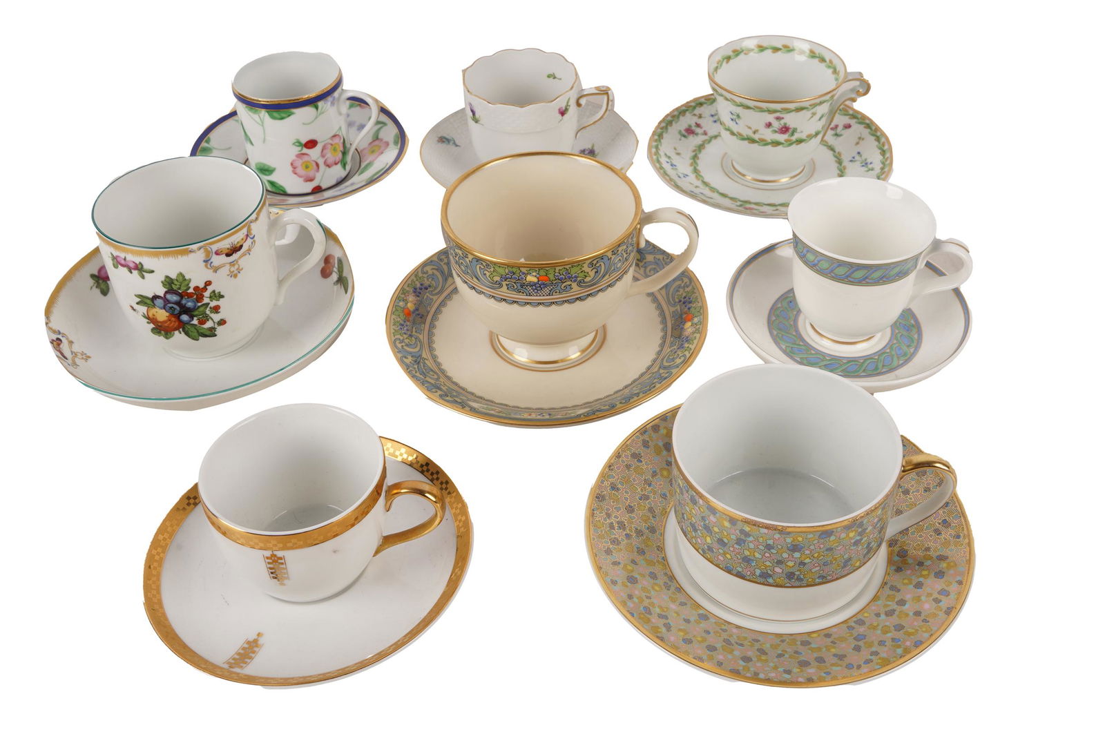 EIGHT ASSORTED PORCELAIN CUP & SAUCER SETS (1 of 16)