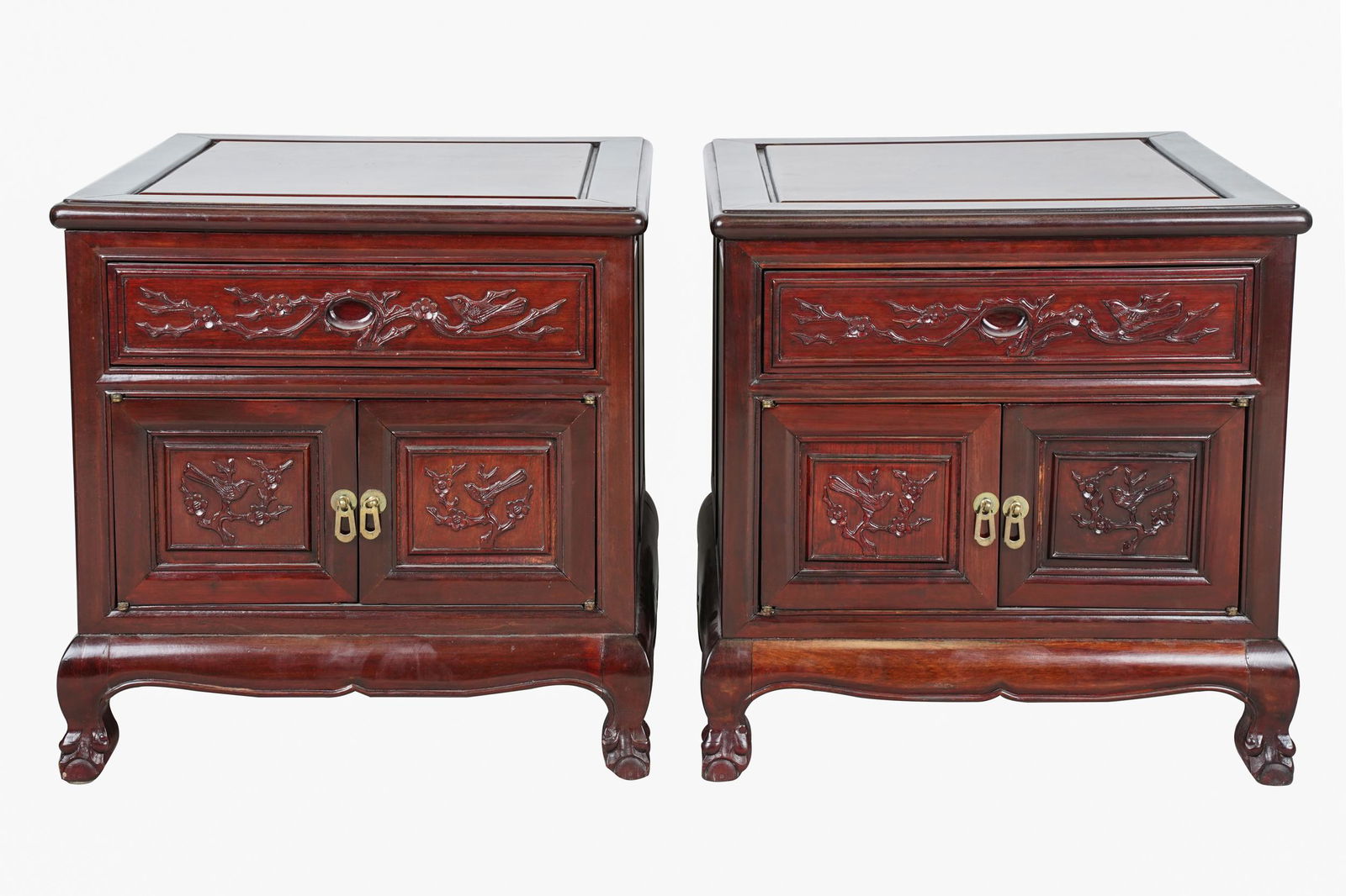 PAIR OF CHINESE CARVED WOOD END TABLES (1 of 13)