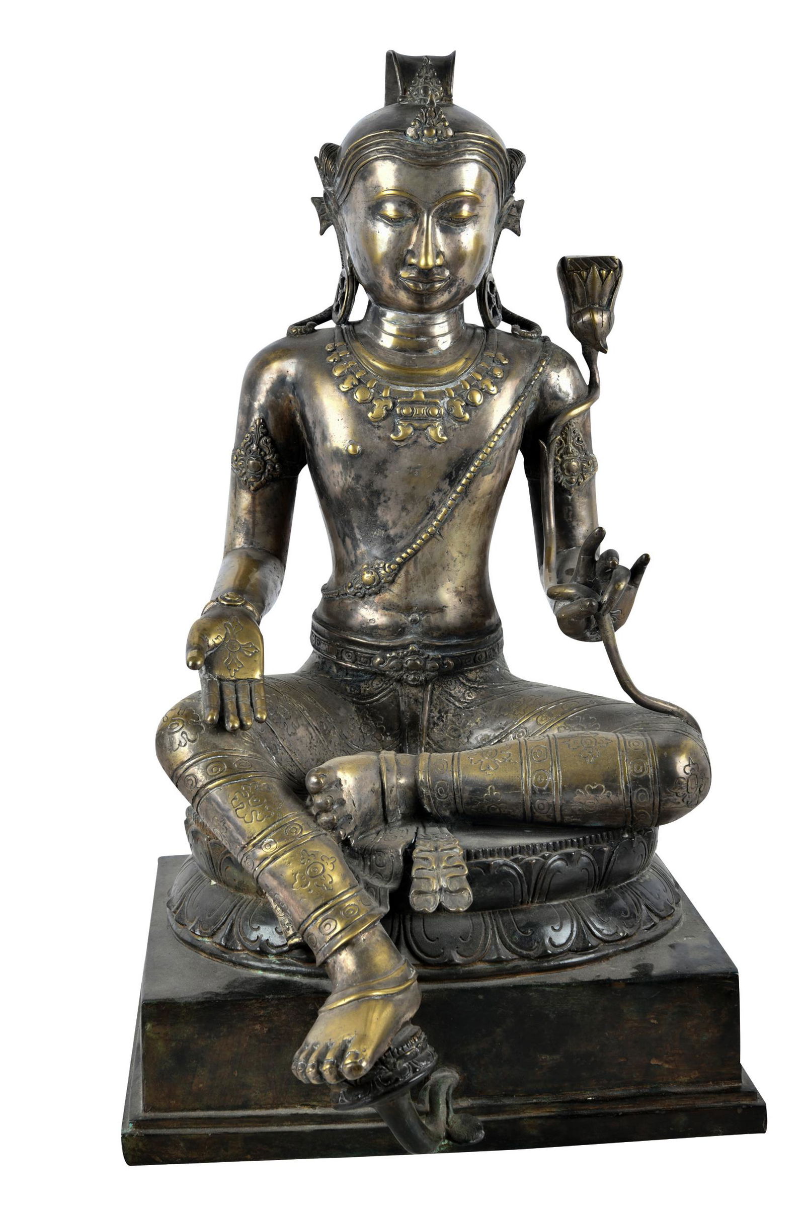 ASIAN CAST METAL FIGURE OF A DEITY (1 of 9)