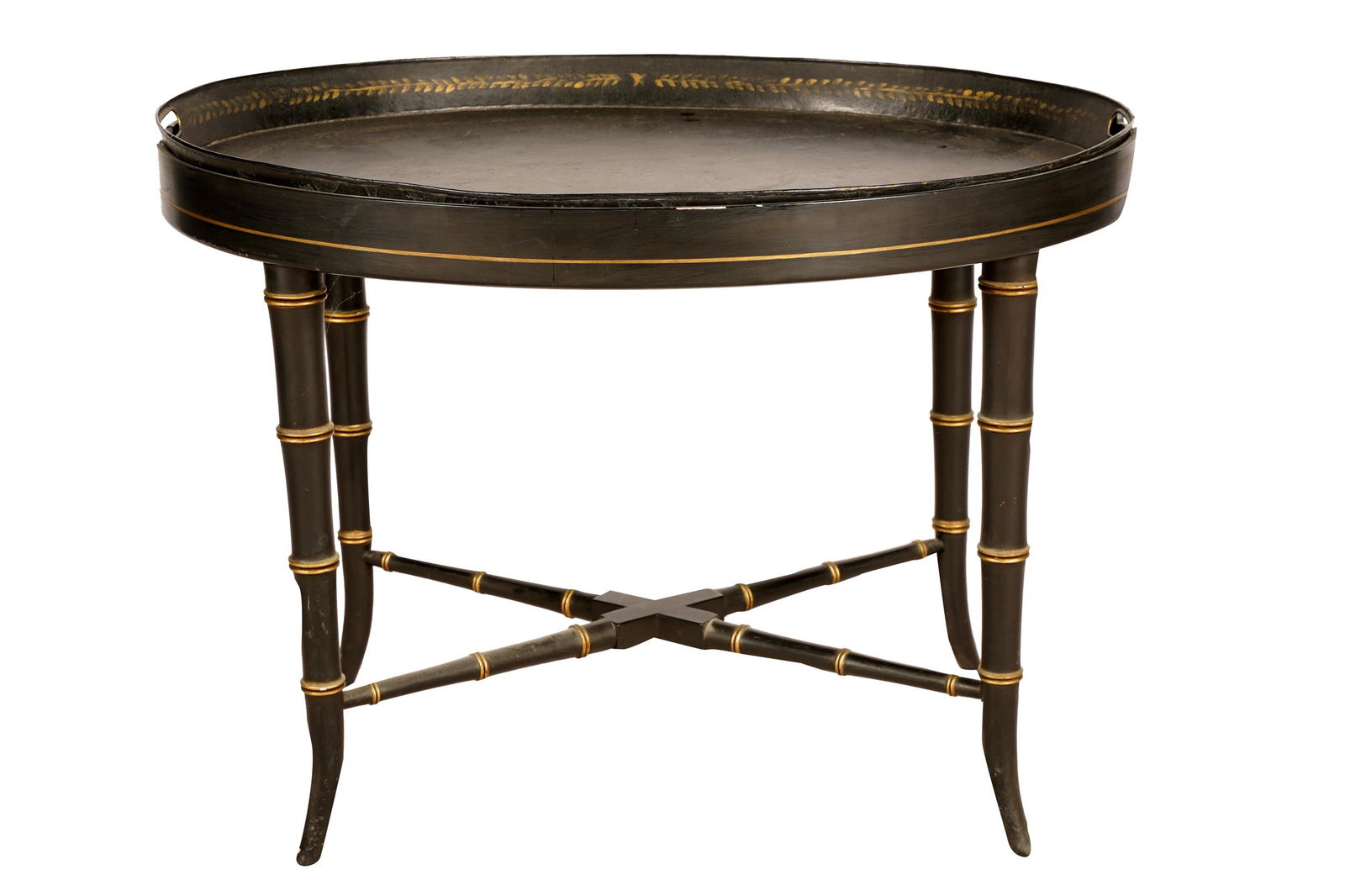 PAINTED WOOD & TOLE TRAY-TOP COFFEE TABLE (1 of 8)