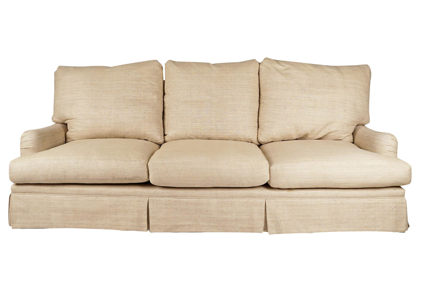 PAIR OF KREISS BEIGE LINEN UPHOLSTERED SOFAS (1 of 11)