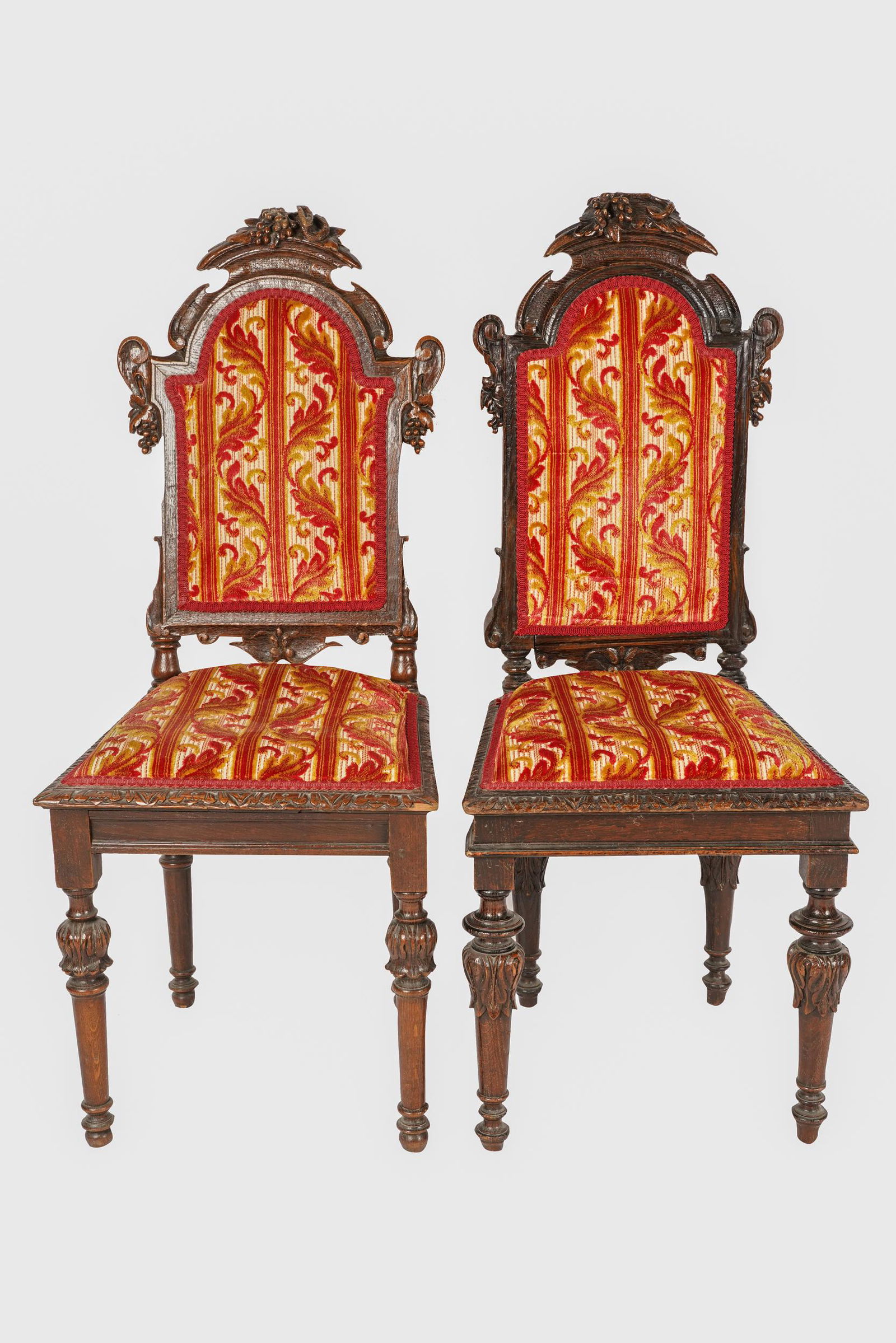 PAIR OF RENAISSANCE STYLE UPHOLSTERED STRAIGHT CHAIRS (1 of 9)