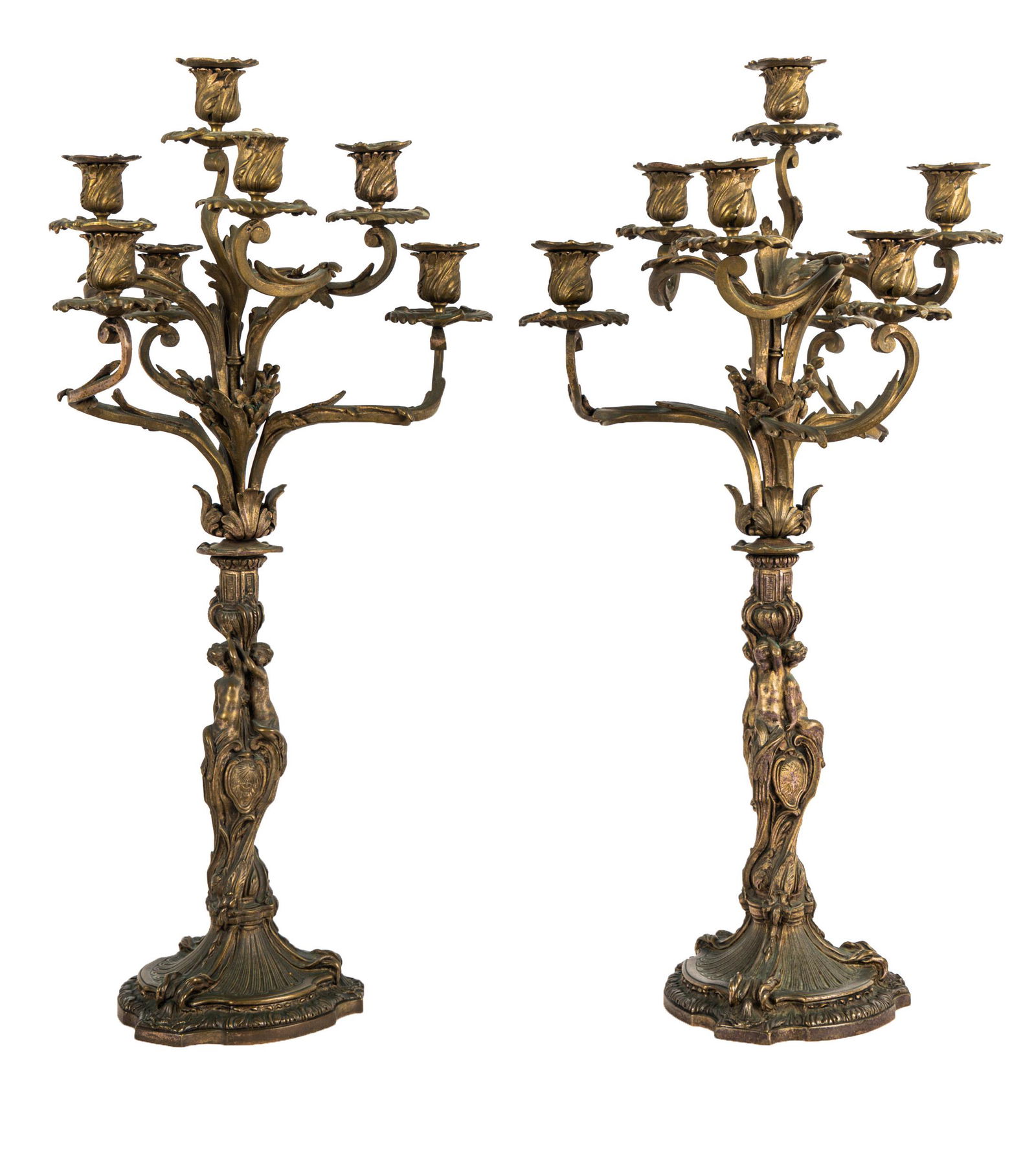 PAIR OF SILVERED BRONZE CANDELABRA (1 of 13)