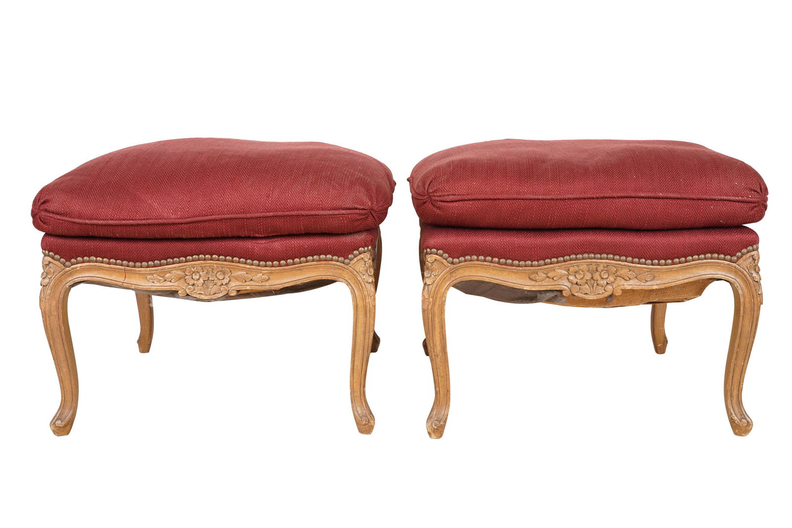 PAIR OF FRENCH PROVINCIAL OTTOMANS (1 of 8)