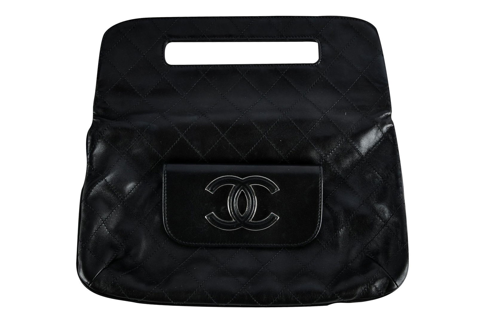 CHANEL BLACK QUILTED CLUTCH (1 of 7)
