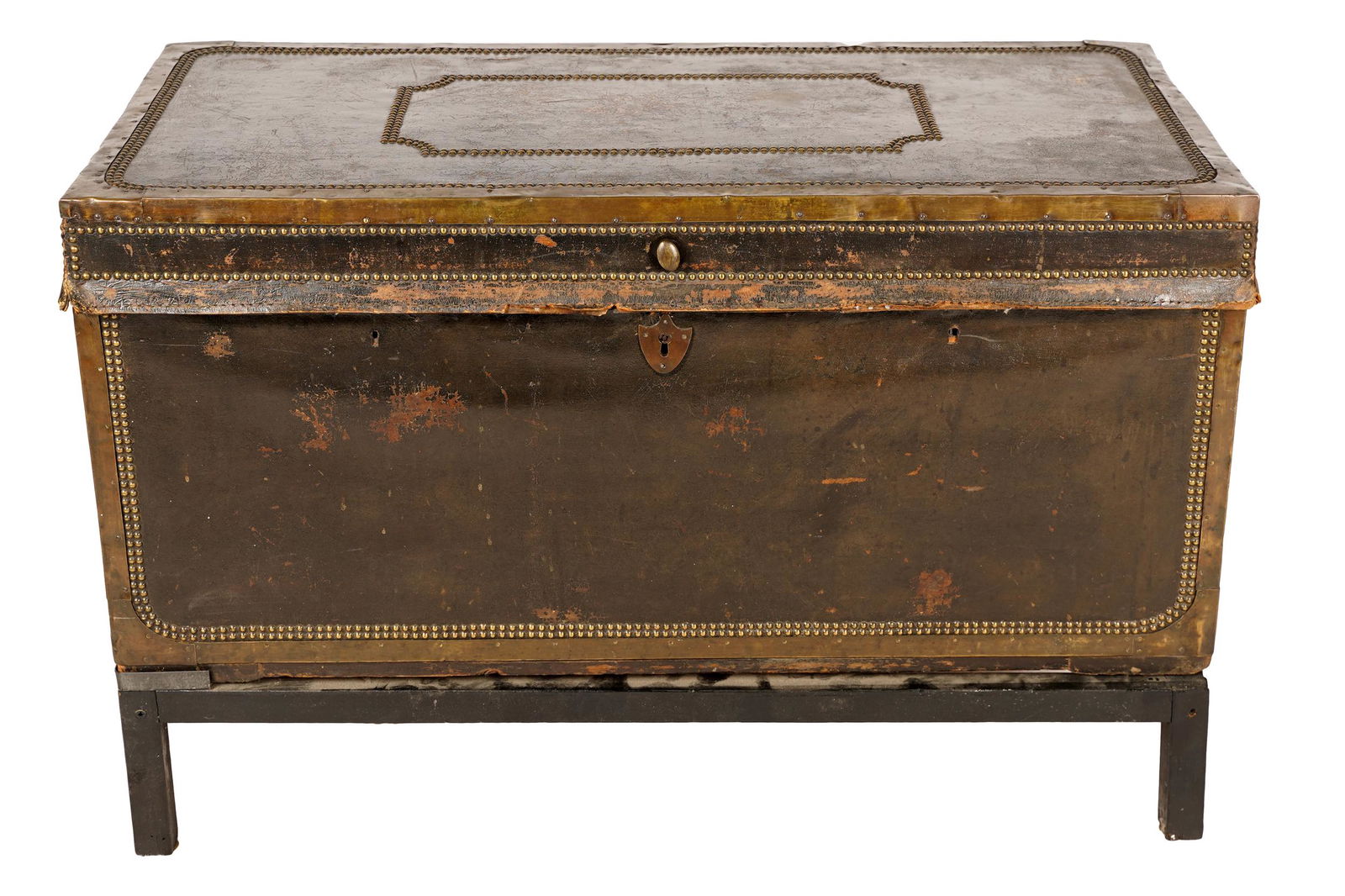 PORTUGUESE STUDDED LEATHER TRUNK (1 of 10)