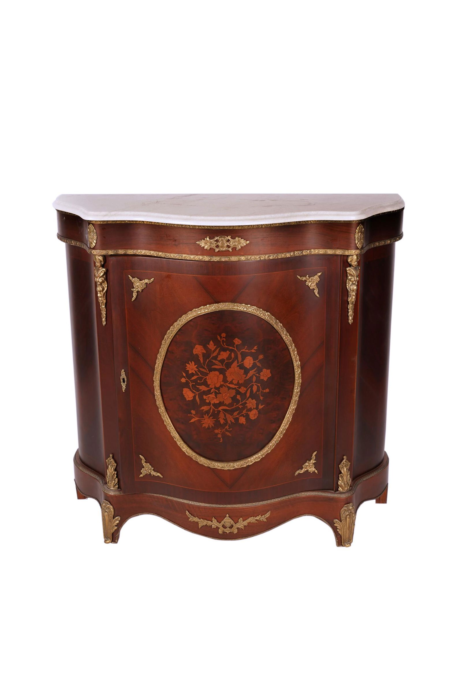 FRENCH STYLE MARQUETRY INLAID SIDE CABINET (1 of 8)