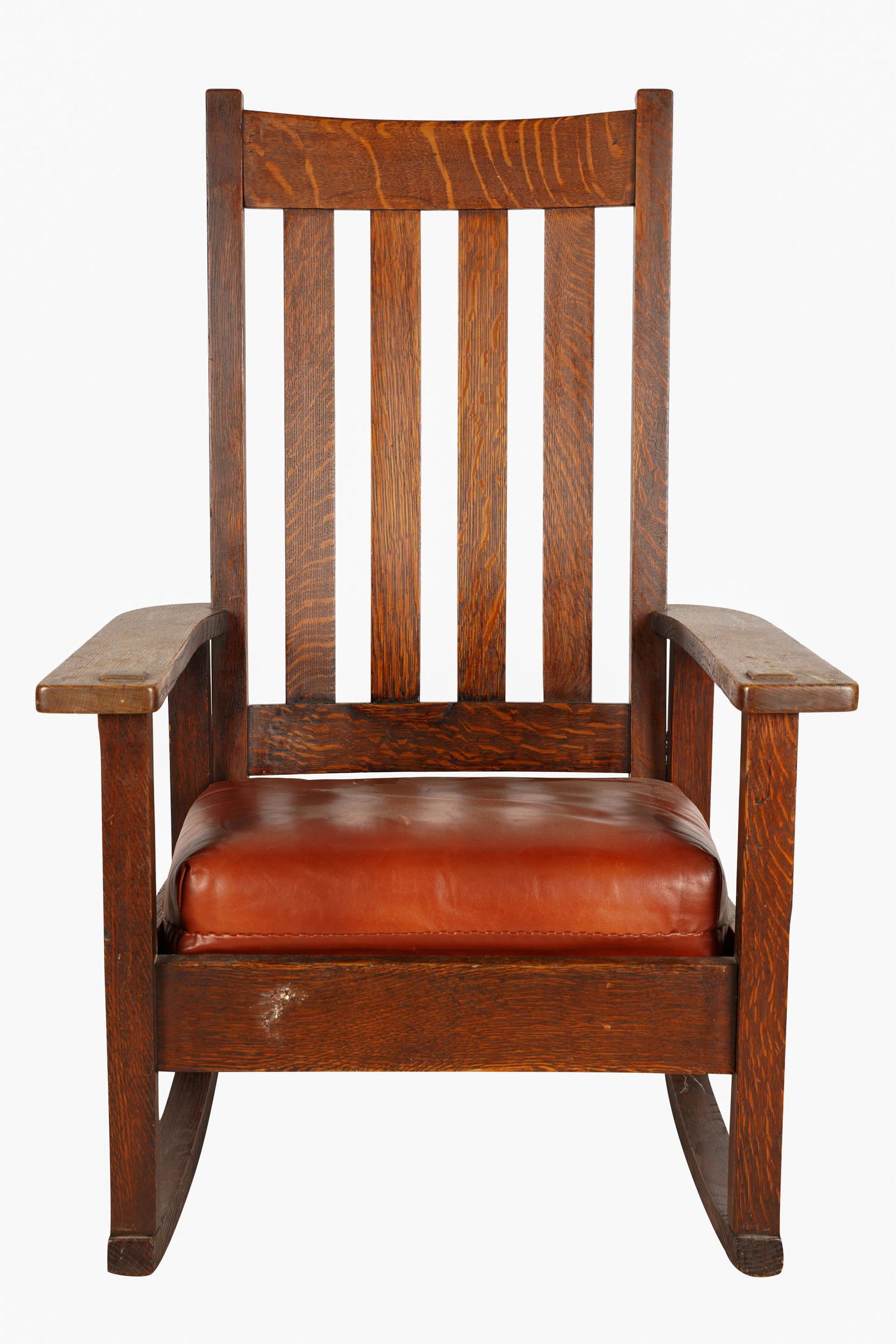 ARTS & CRAFTS CARVED OAK ROCKER (1 of 8)