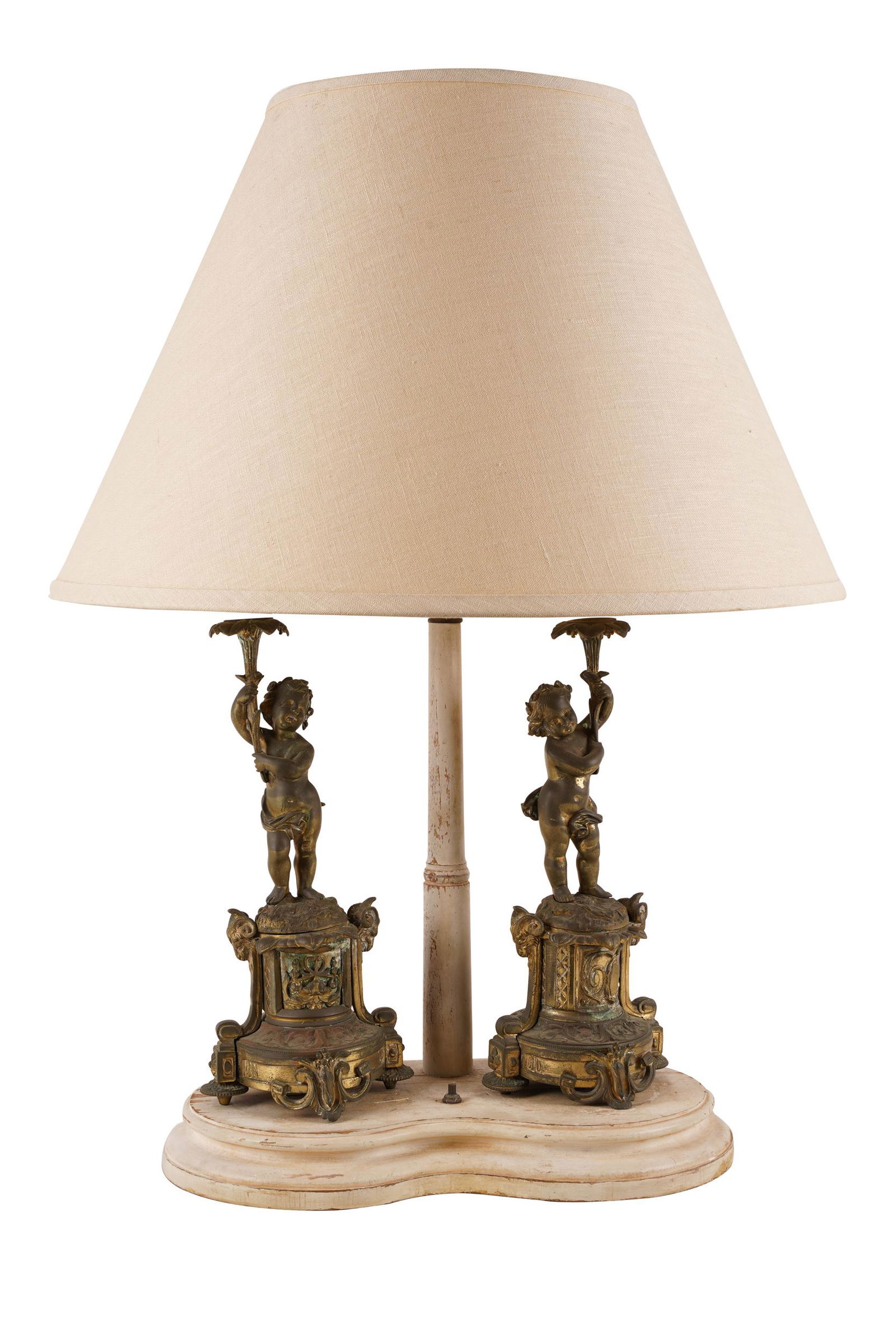 PAIR OF GILT METAL FIGURAL CANDLESTICKS (1 of 8)