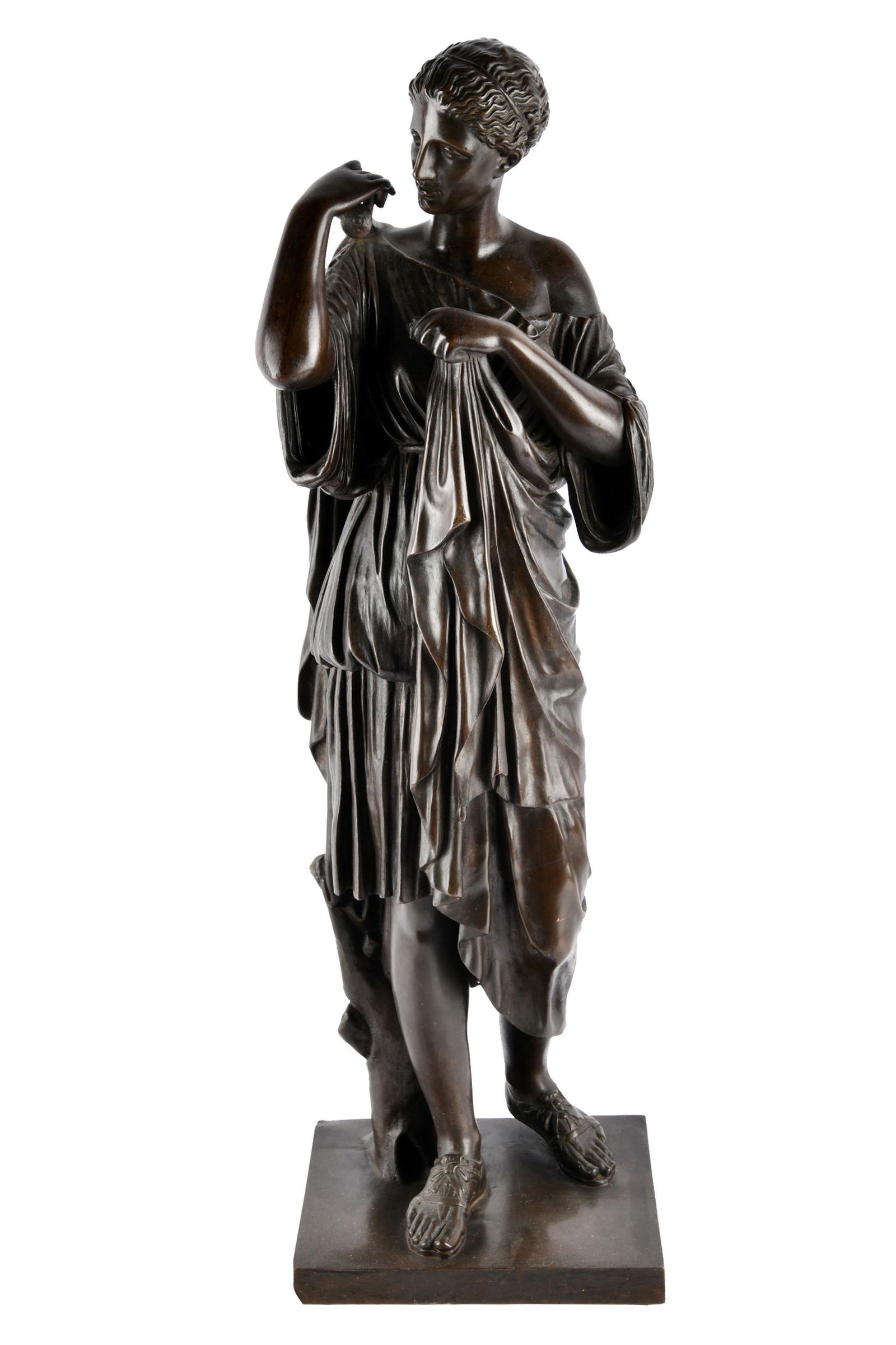 PATINATED BRONZE FIGURE OF A CLASSICAL WOMAN (1 of 7)