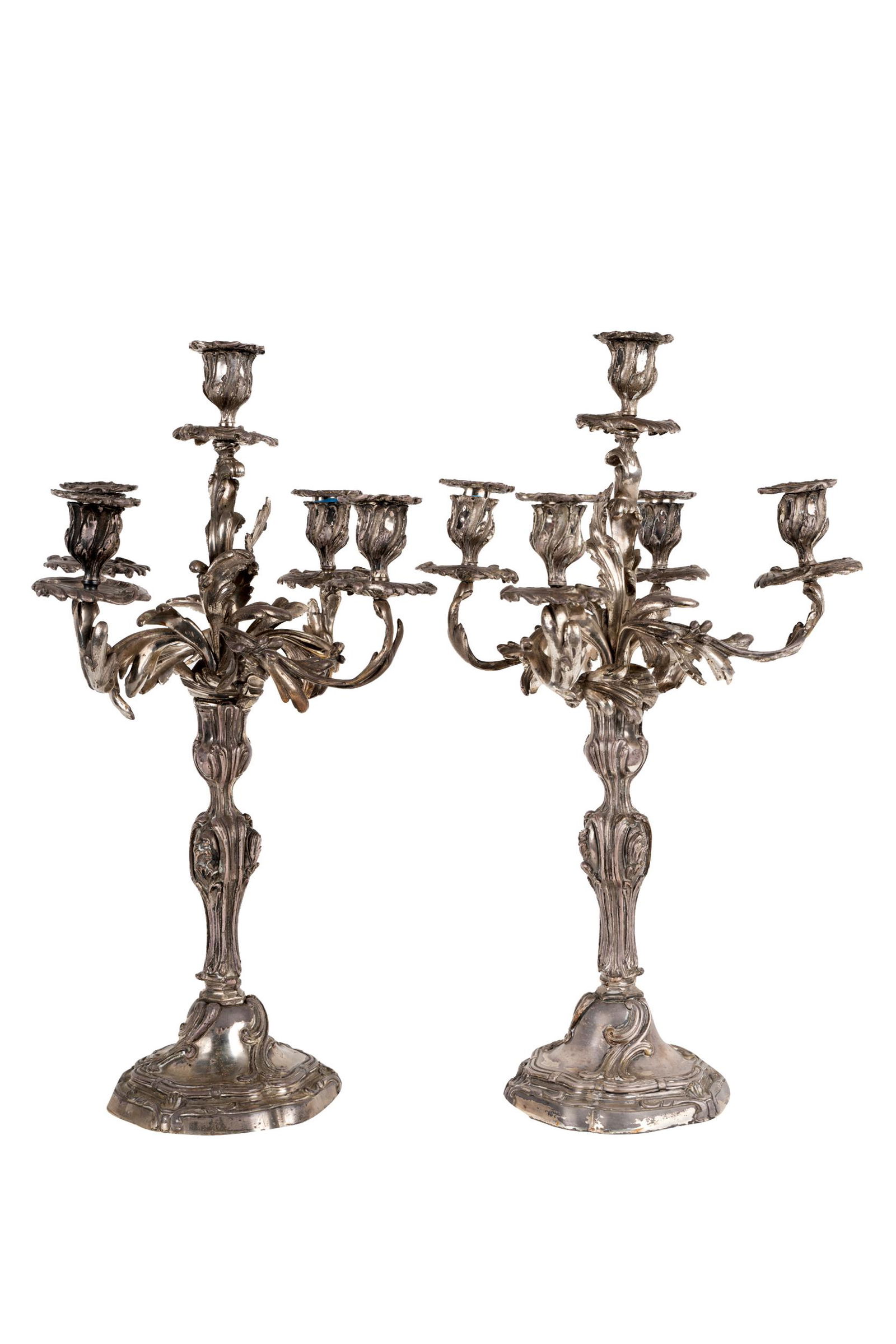 PAIR OF SILVERED BRONZE CANDELABRA (1 of 11)