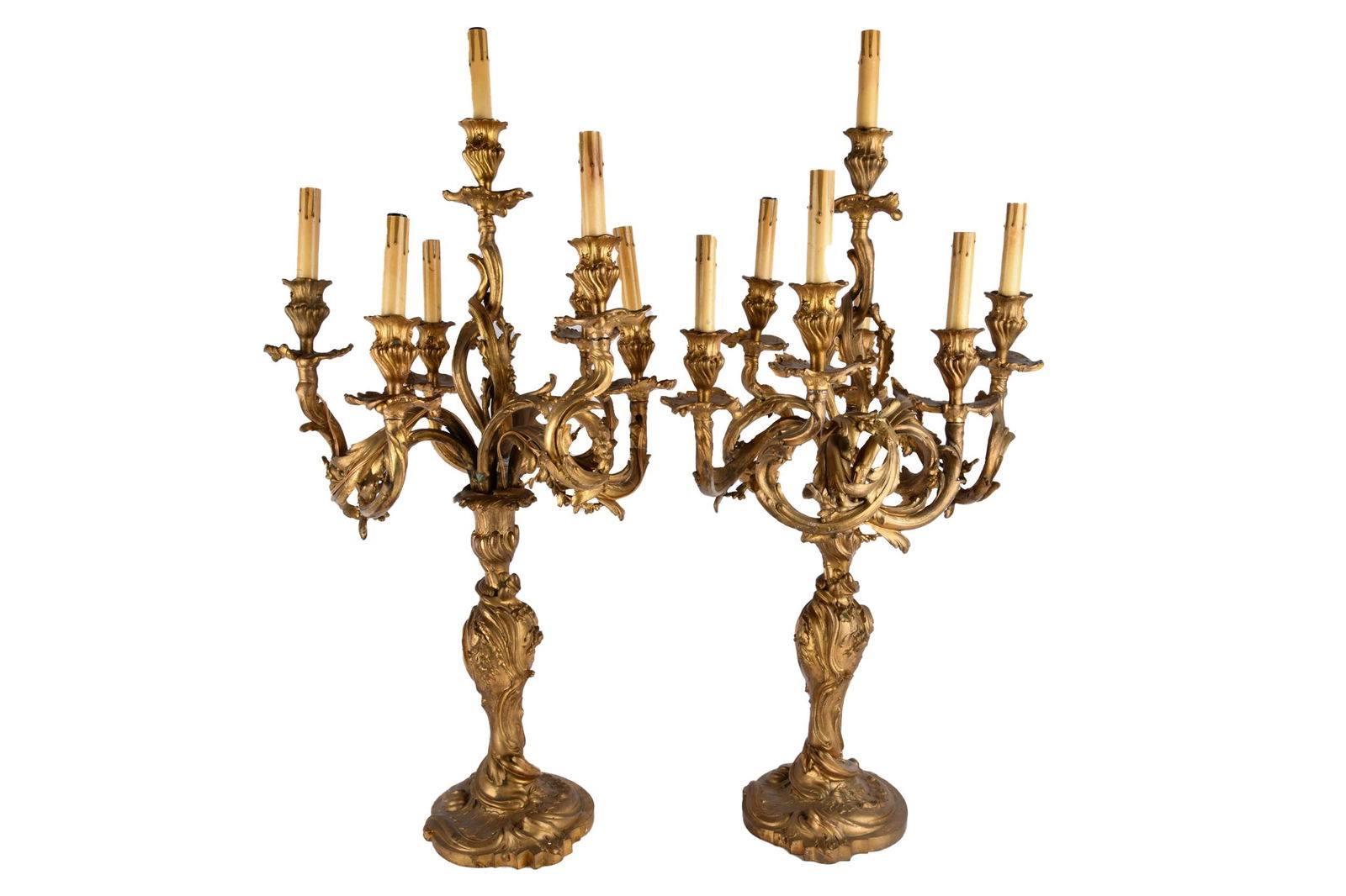 PAIR OF GILT BRONZE CANDELABRA (1 of 8)