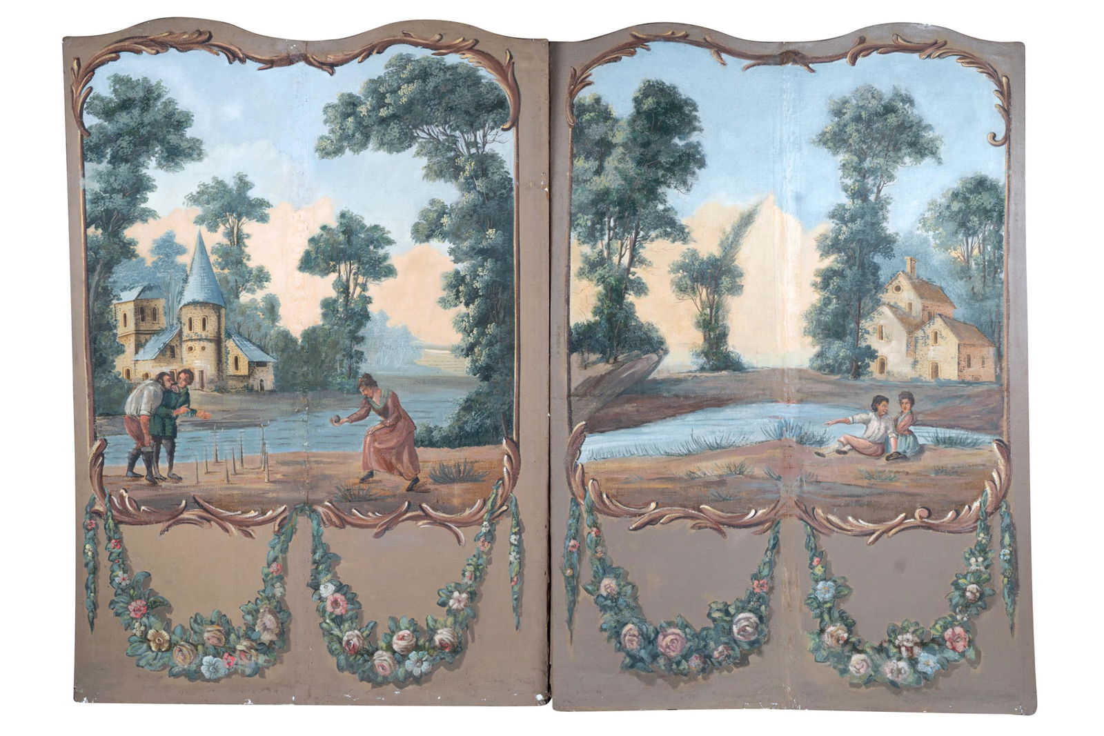 PAIR OF PAINTED FABRIC PANELS (1 of 14)